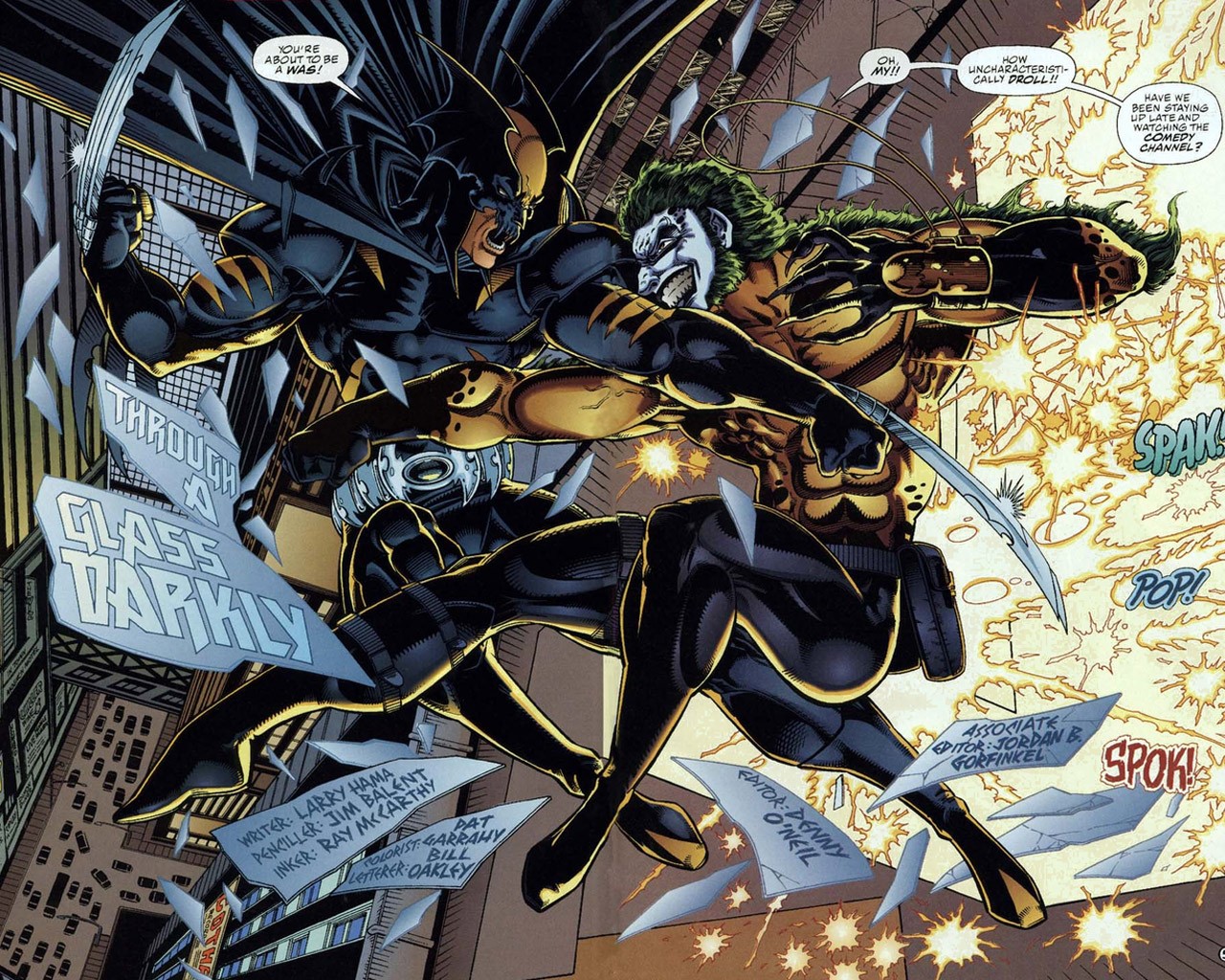 Dark Claw and Hyena fighting through glass HD Wallpaper