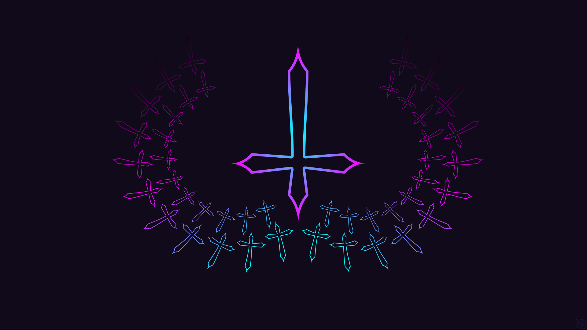 Upside down cross with surrounding crosses HD Wallpaper