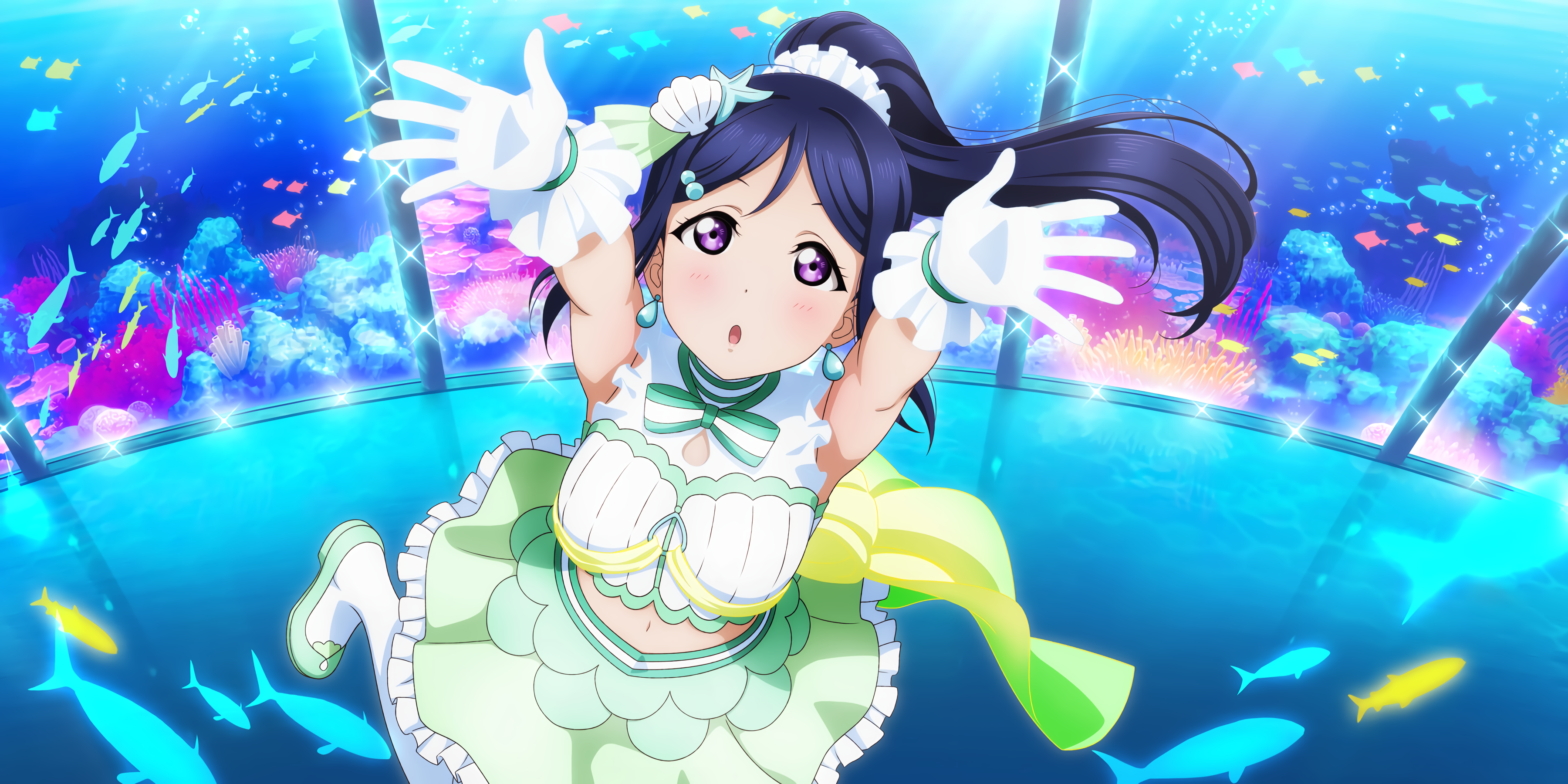 Matsuura Kanan from Love Live! Sunshine!! at the aquarium HD Wallpaper