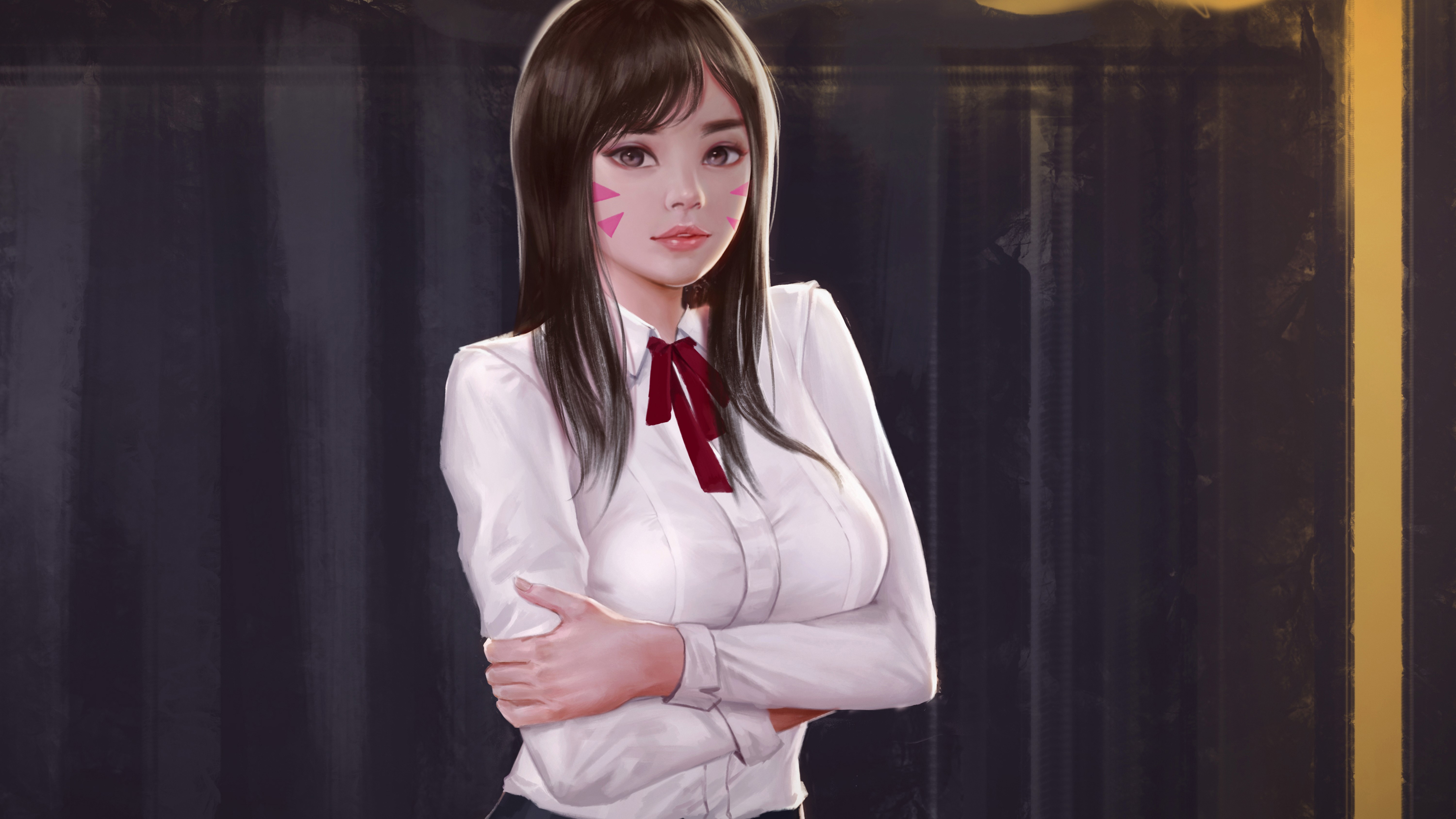 D.Va from Overwatch artwork HD Wallpaper