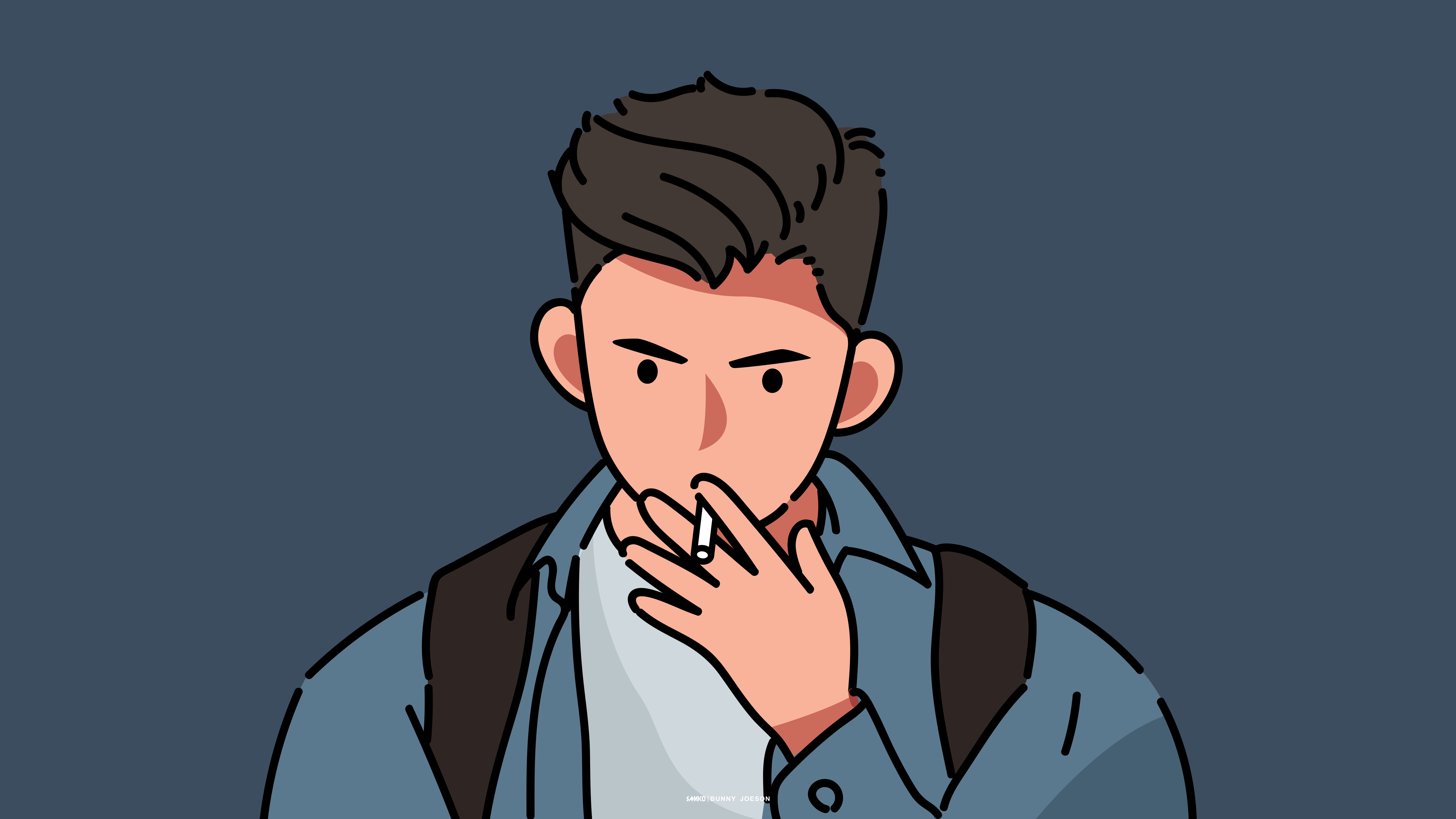 Man smoking a cigarette, digital art HD Wallpaper