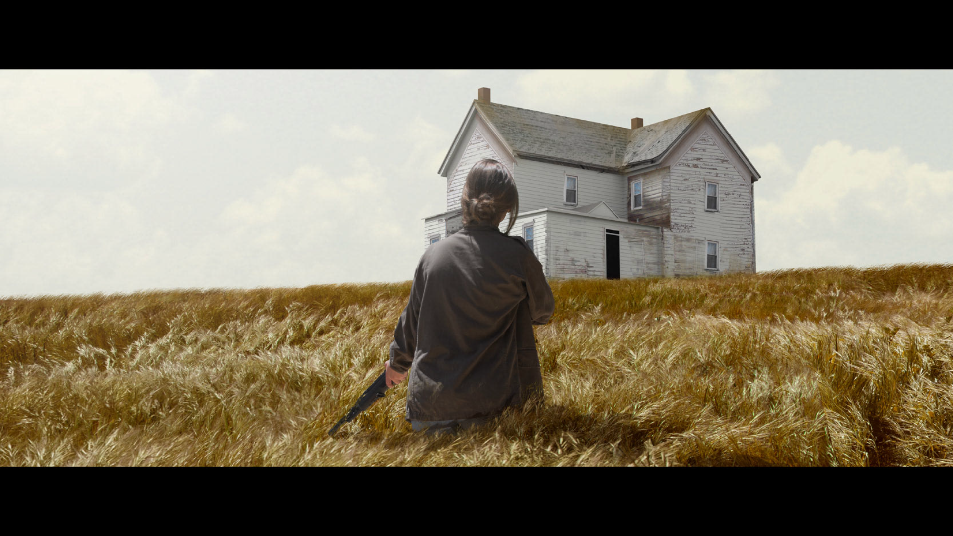 Ellie from The Last of Us holding a rifle in a field HD Wallpaper