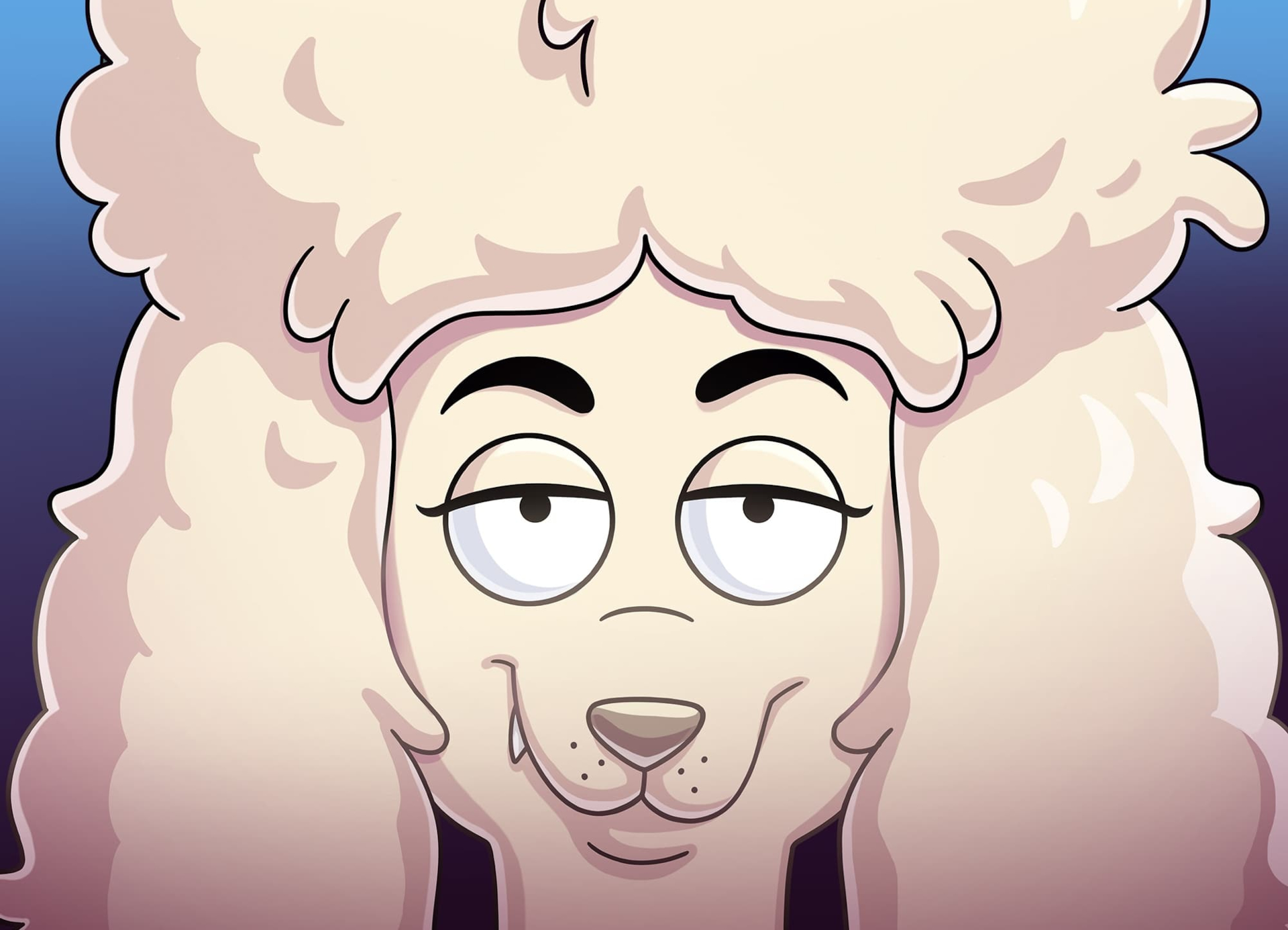 A cartoon poodle with a fluffy white coat and a smug expression. HD Wallpaper