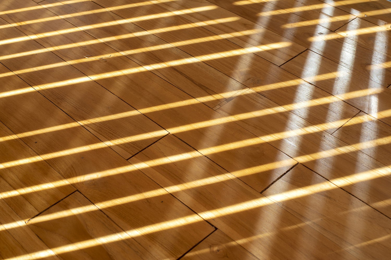 Sunlight stripes on wooden floor HD Wallpaper