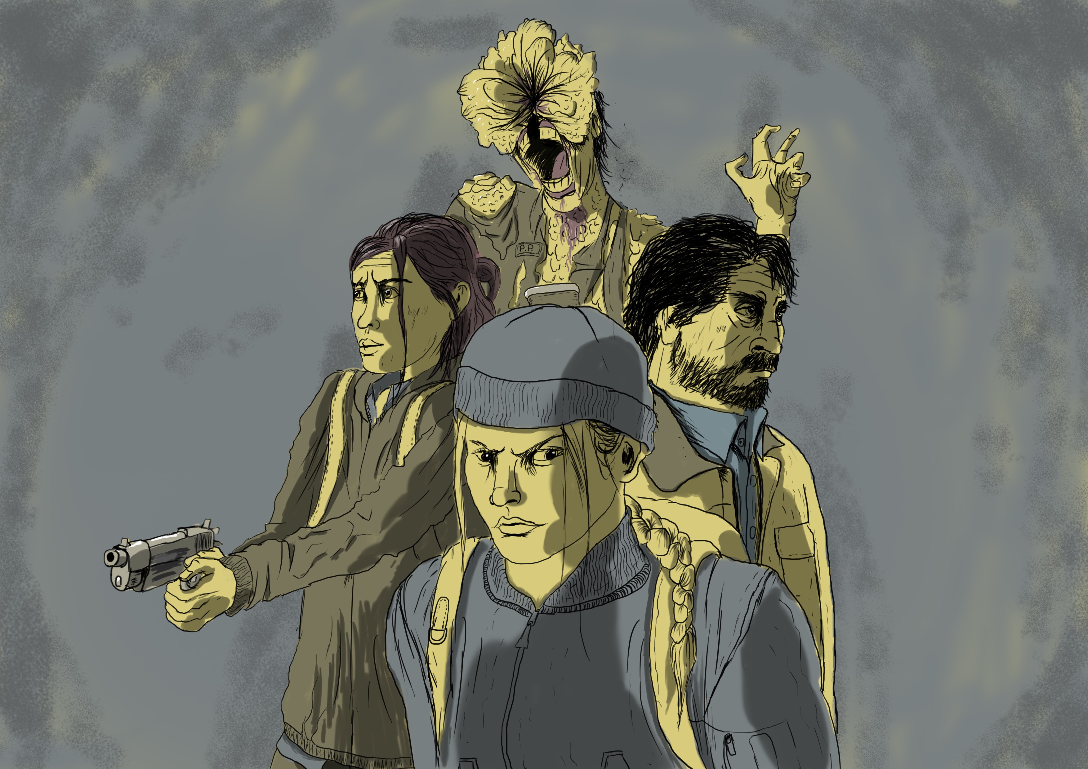 The Last of Us 2 fan art with characters and infected HD Wallpaper
