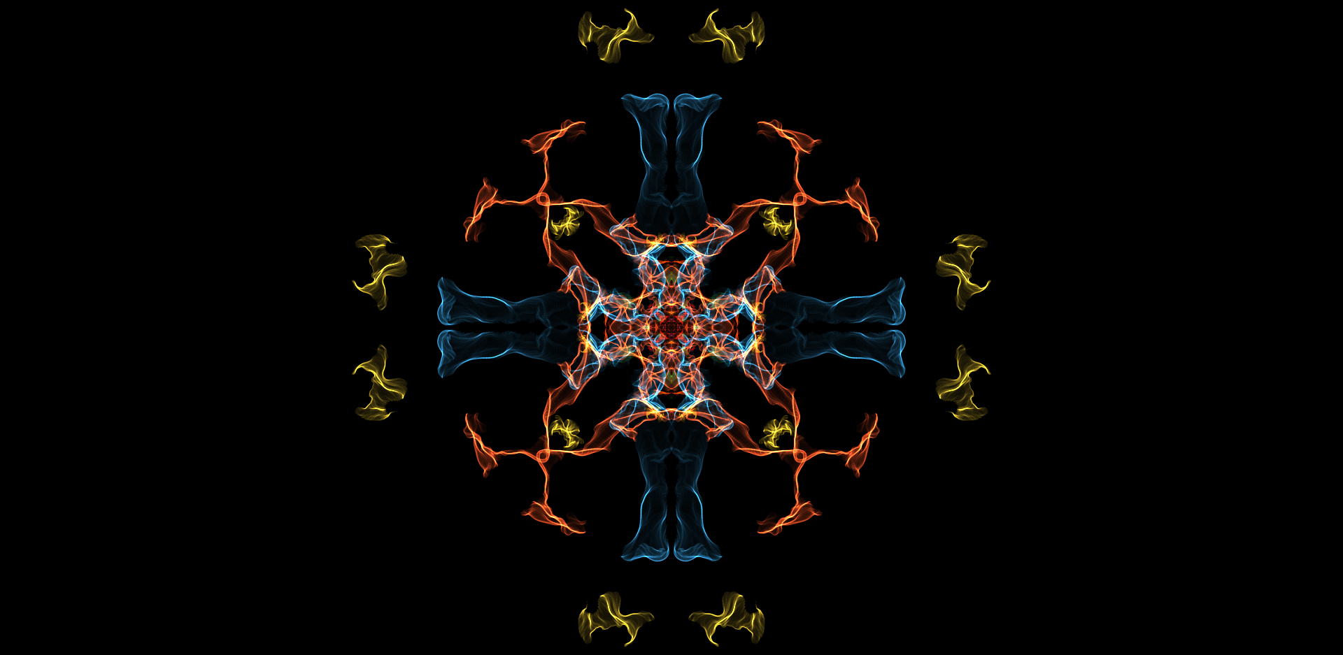 Abstract symmetrical colorful pattern on black background HD Wallpaper