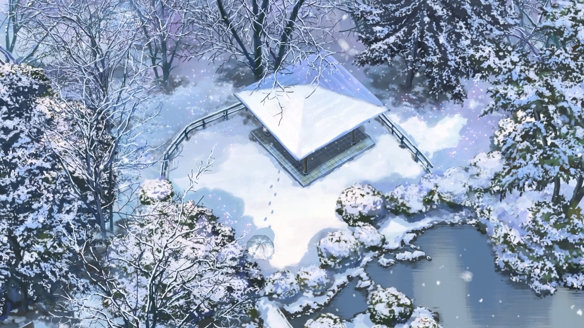 Winter scene from The Garden of Words HD Wallpaper