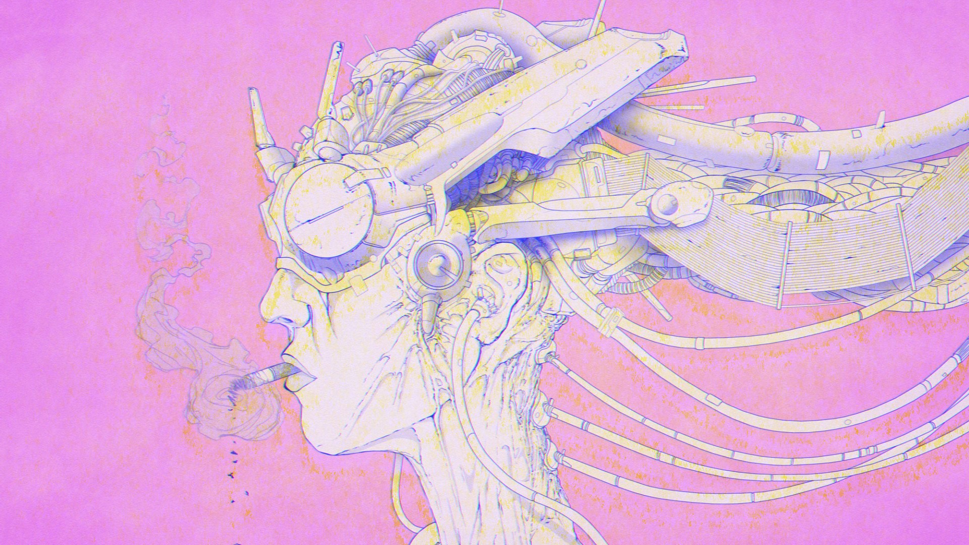 Cyberpunk artwork of a person smoking, by Wouter Gort HD Wallpaper