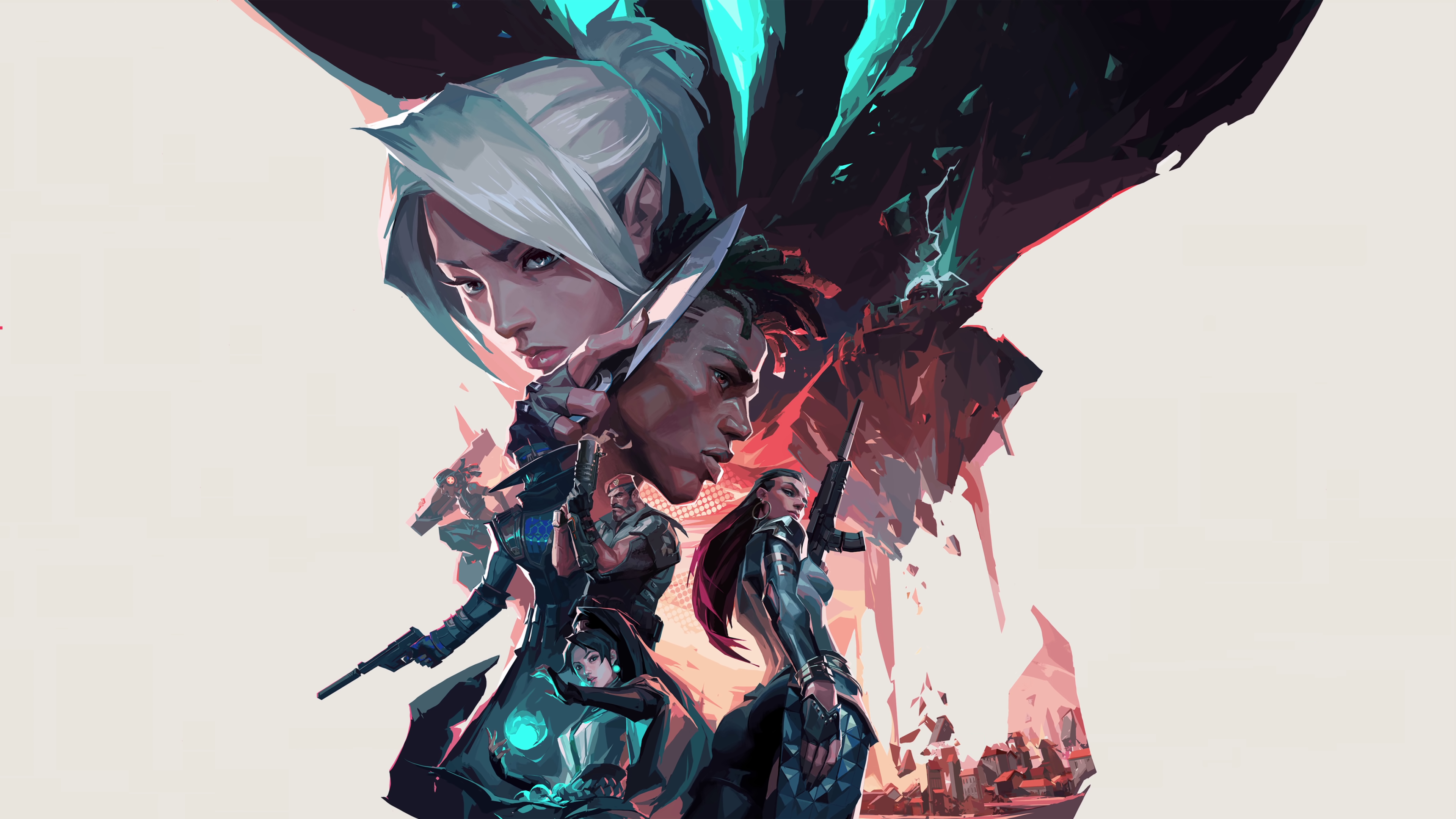 Valorant characters Jett, Reyna, Phoenix, Sage, and Cypher HD Wallpaper