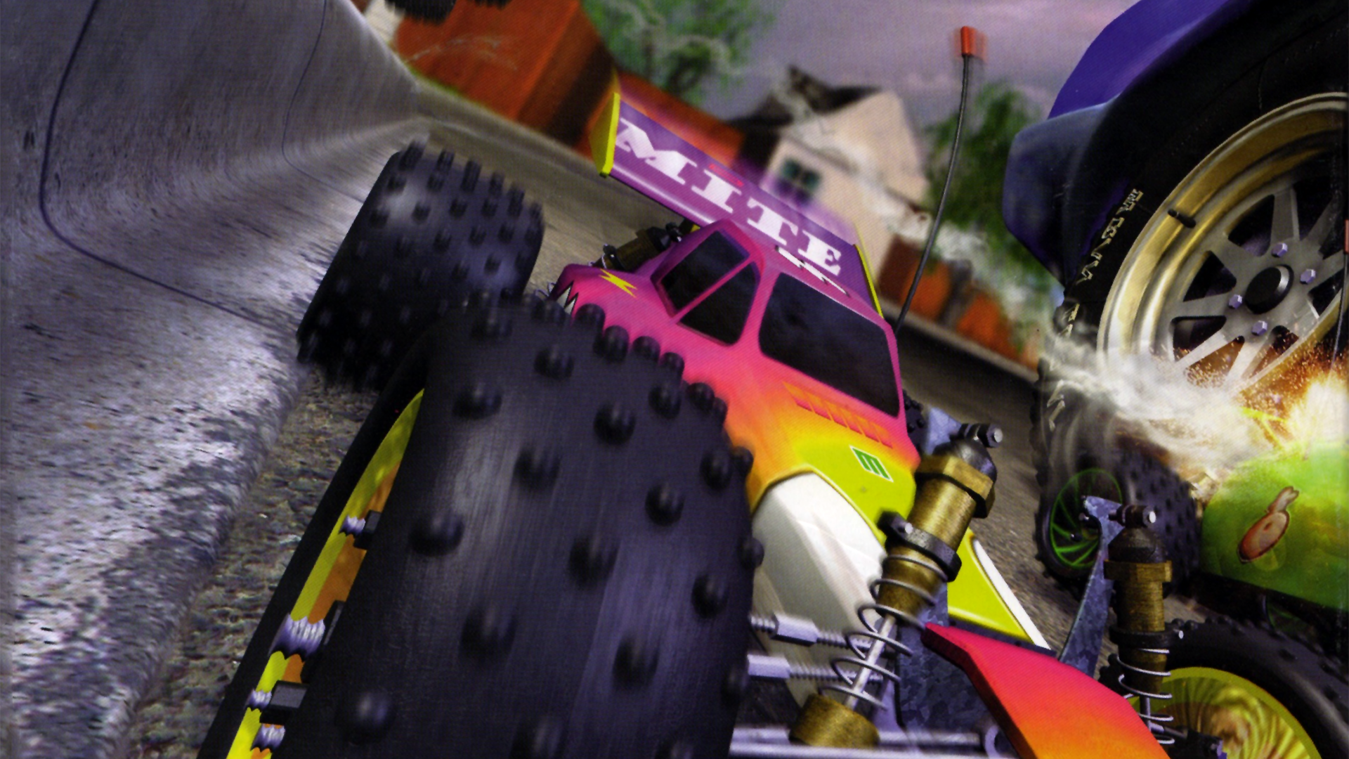 RC cars racing on a street in Re-Volt HD Wallpaper