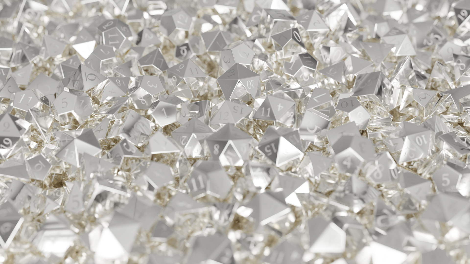 Pile of silver Dungeons & Dragons dice HD Wallpaper