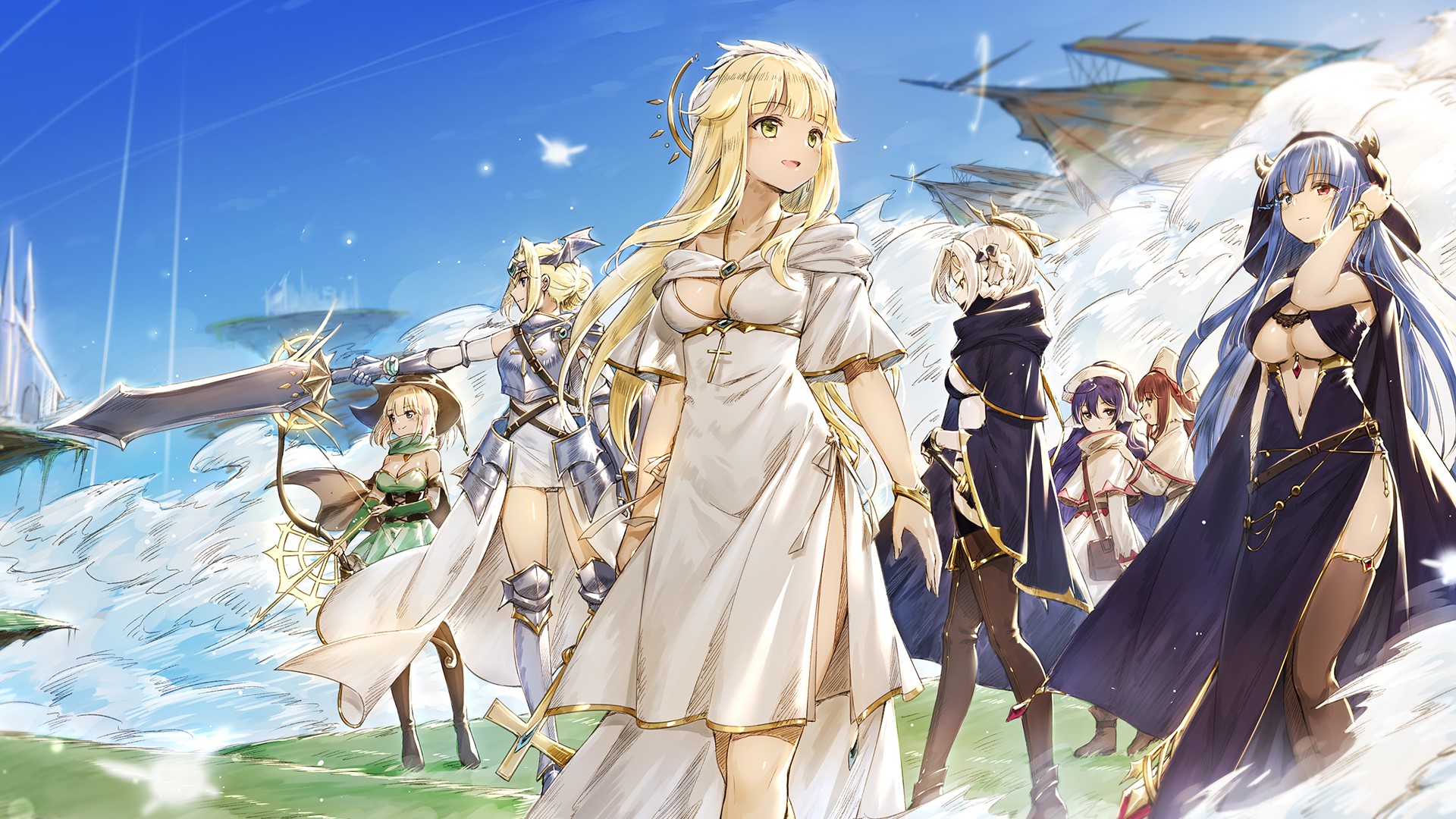 Azur Lane characters in a fantasy setting HD Wallpaper