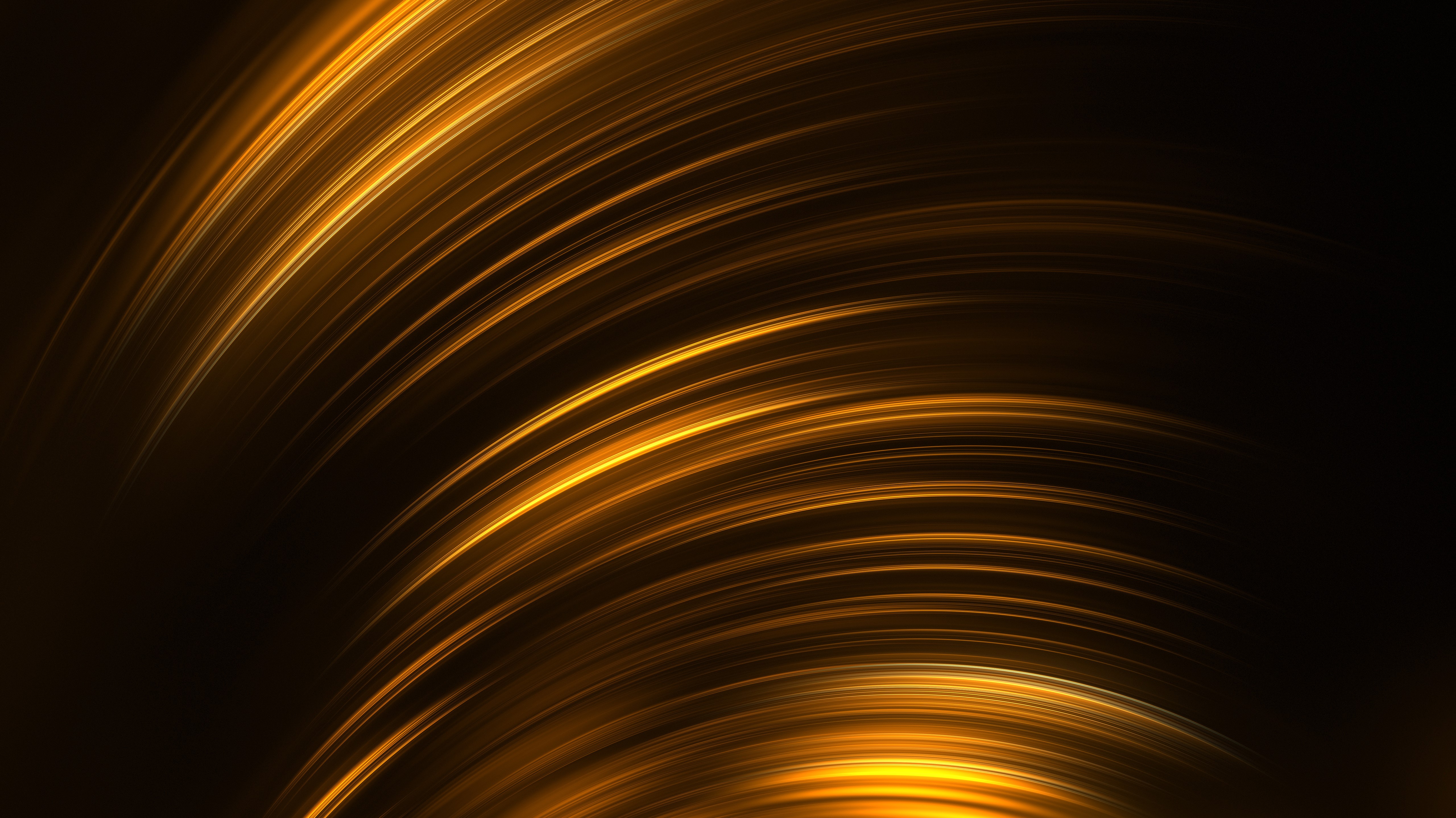 Abstract golden light streaks on black background HD Wallpaper
