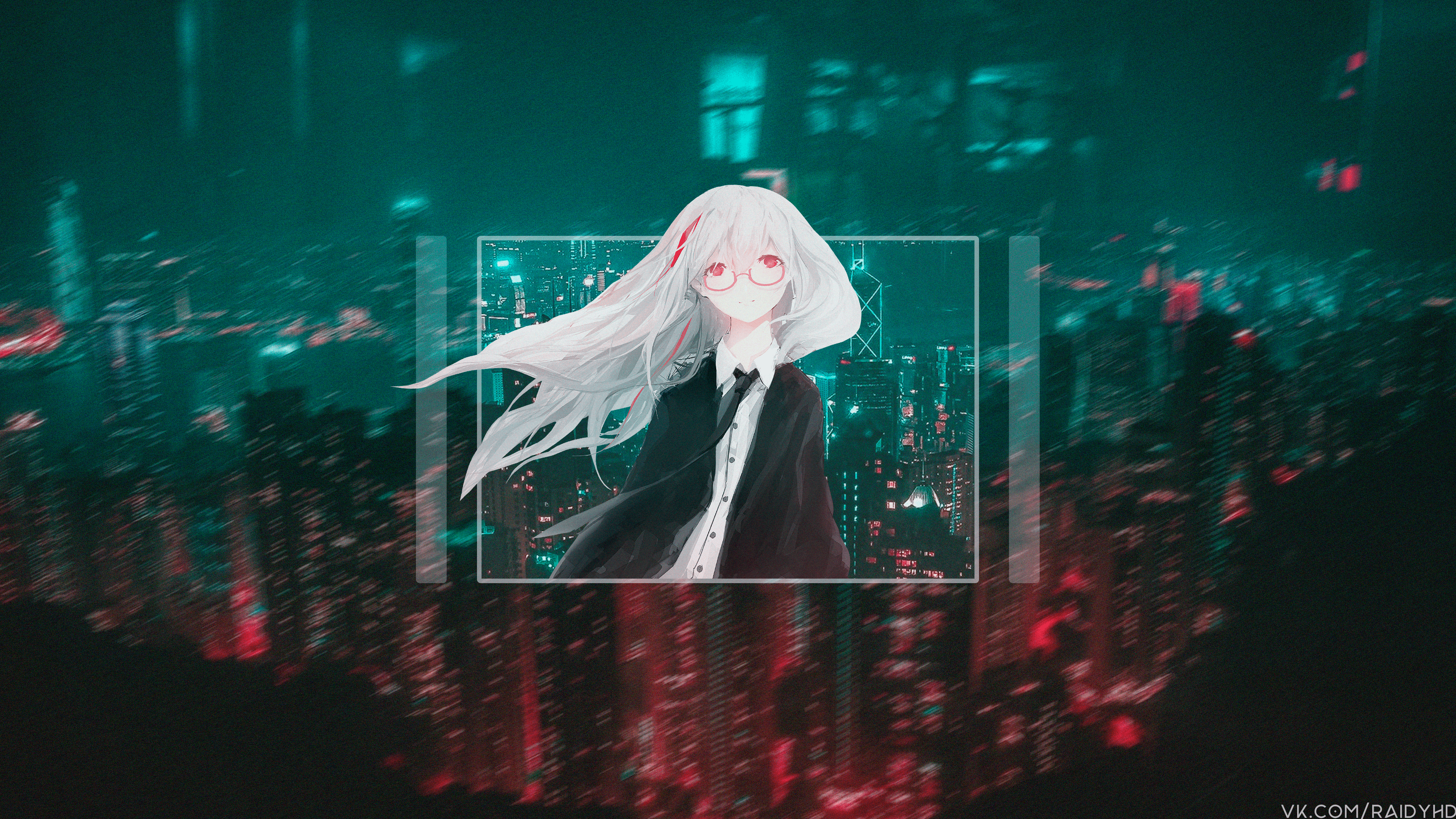 Anime girl with white hair and glasses from Girls Frontline HD Wallpaper