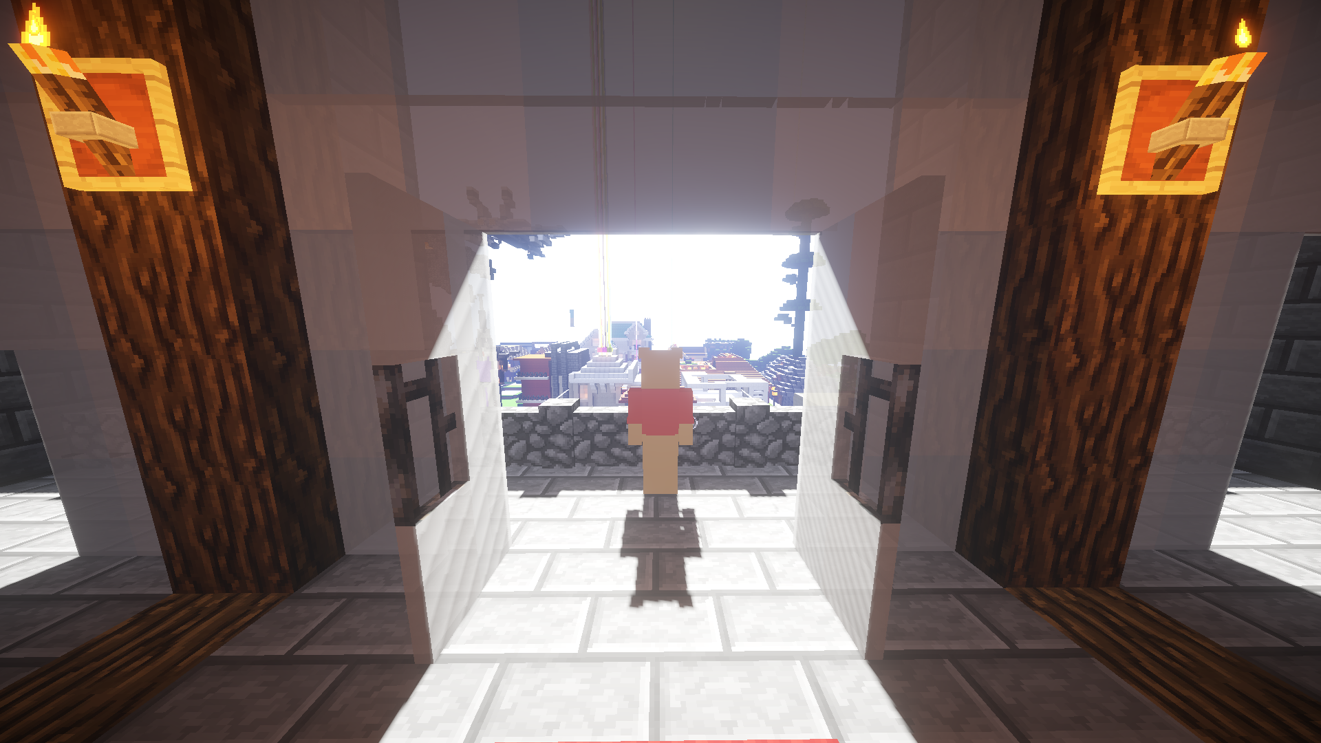 Minecraft RPG scene with a character HD Wallpaper