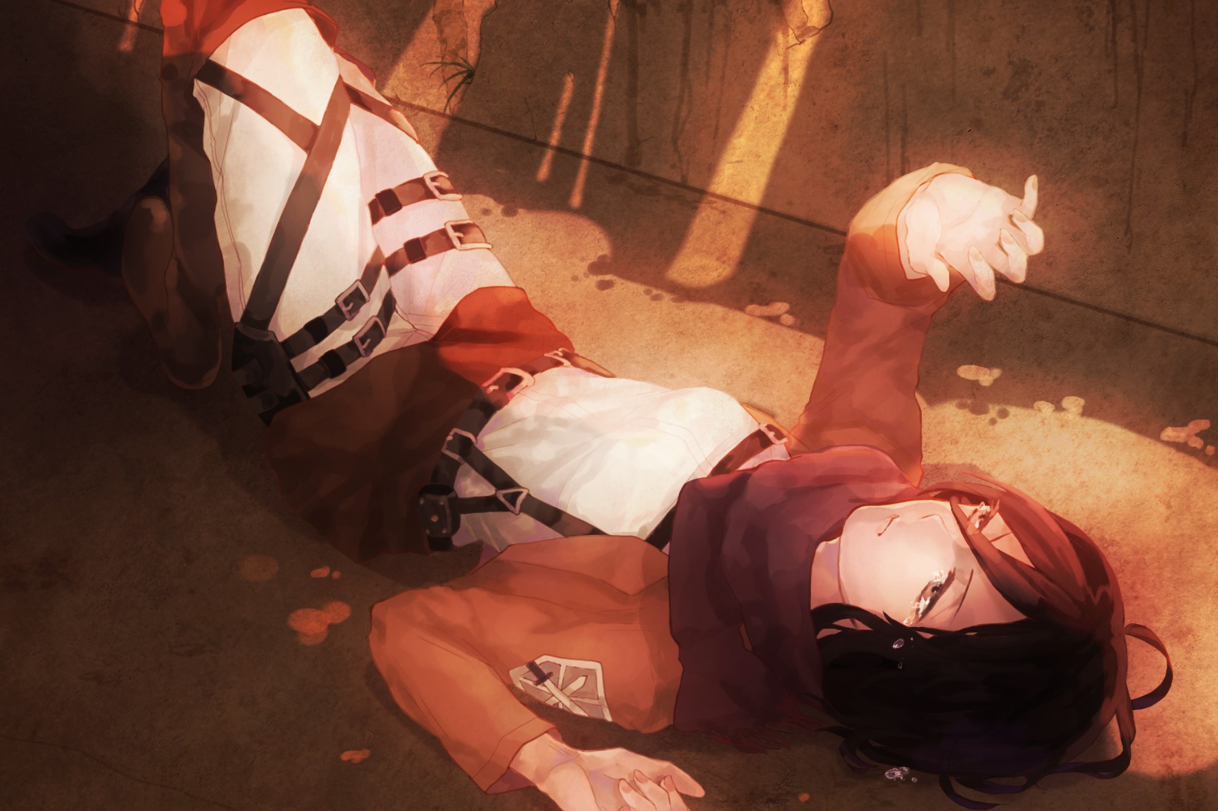 Mikasa Ackerman from Shingeki no Kyojin lying down HD Wallpaper