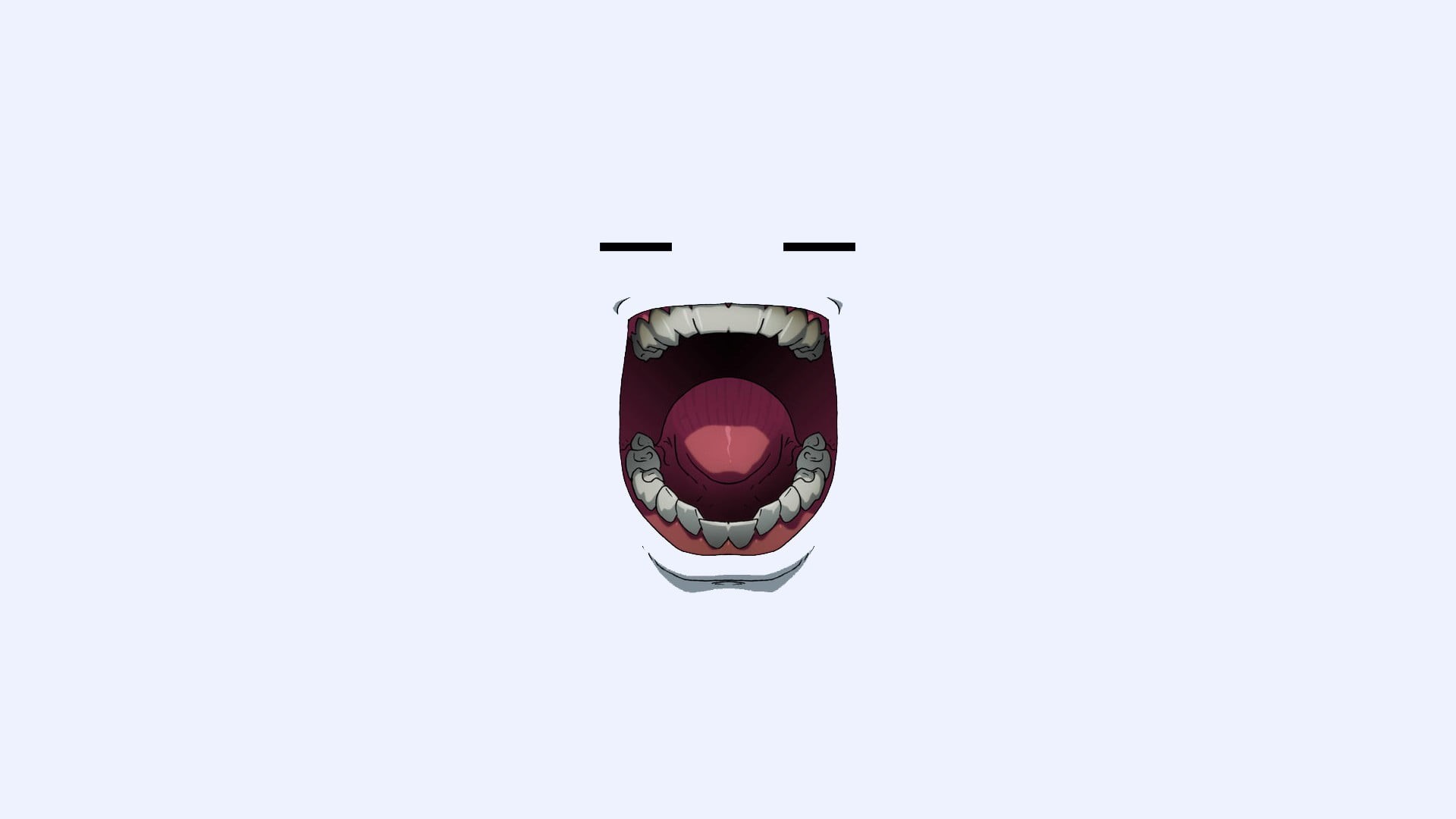 Minimalist open mouth with teeth on white background HD Wallpaper