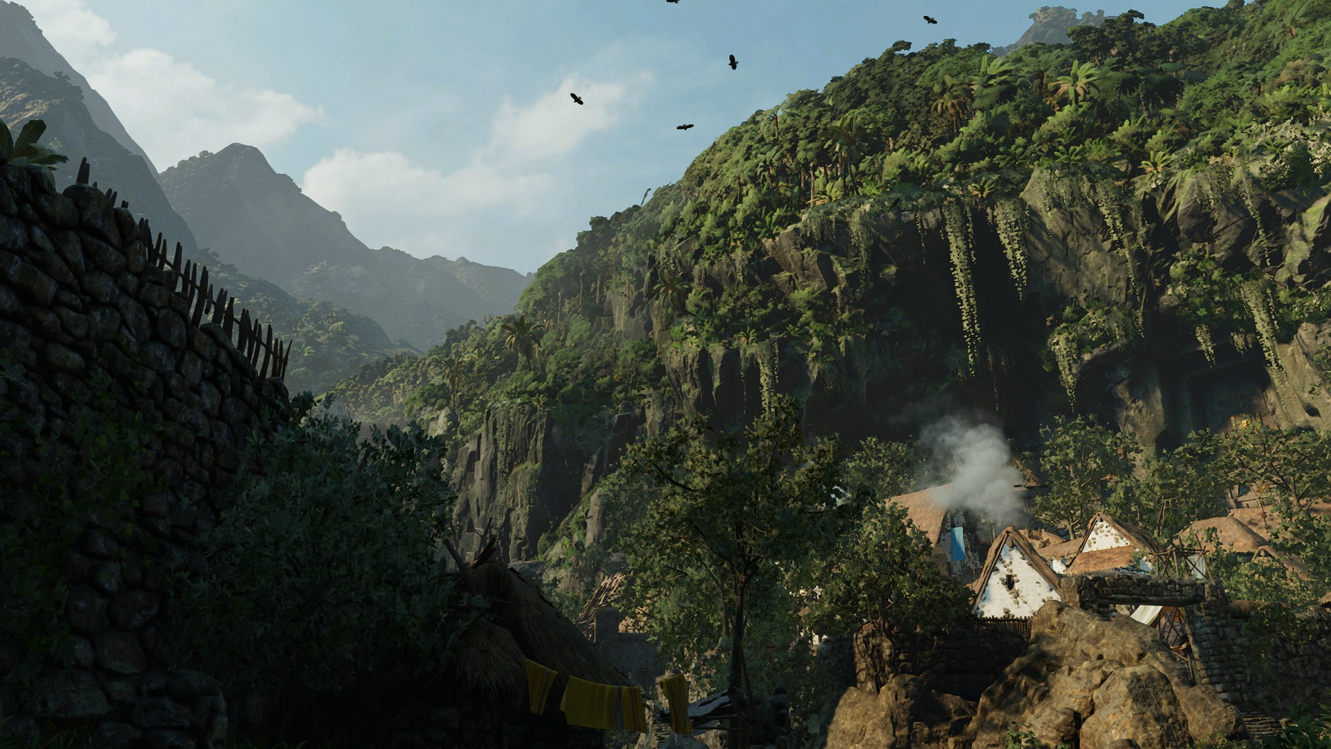 Shadow of the Tomb Raider landscape with mountains and village HD Wallpaper