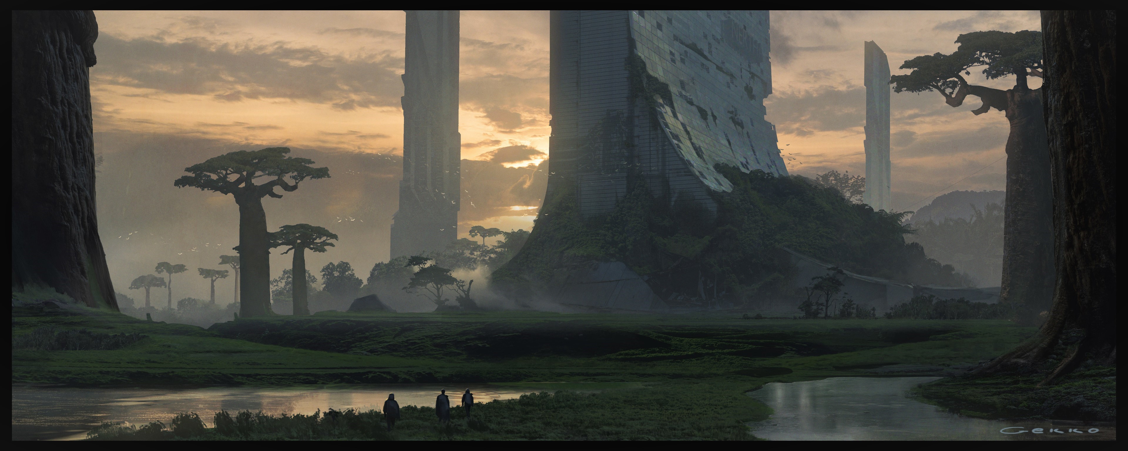 Nicolas Gekko Deserted City Sunset 4K HD Wallpaper