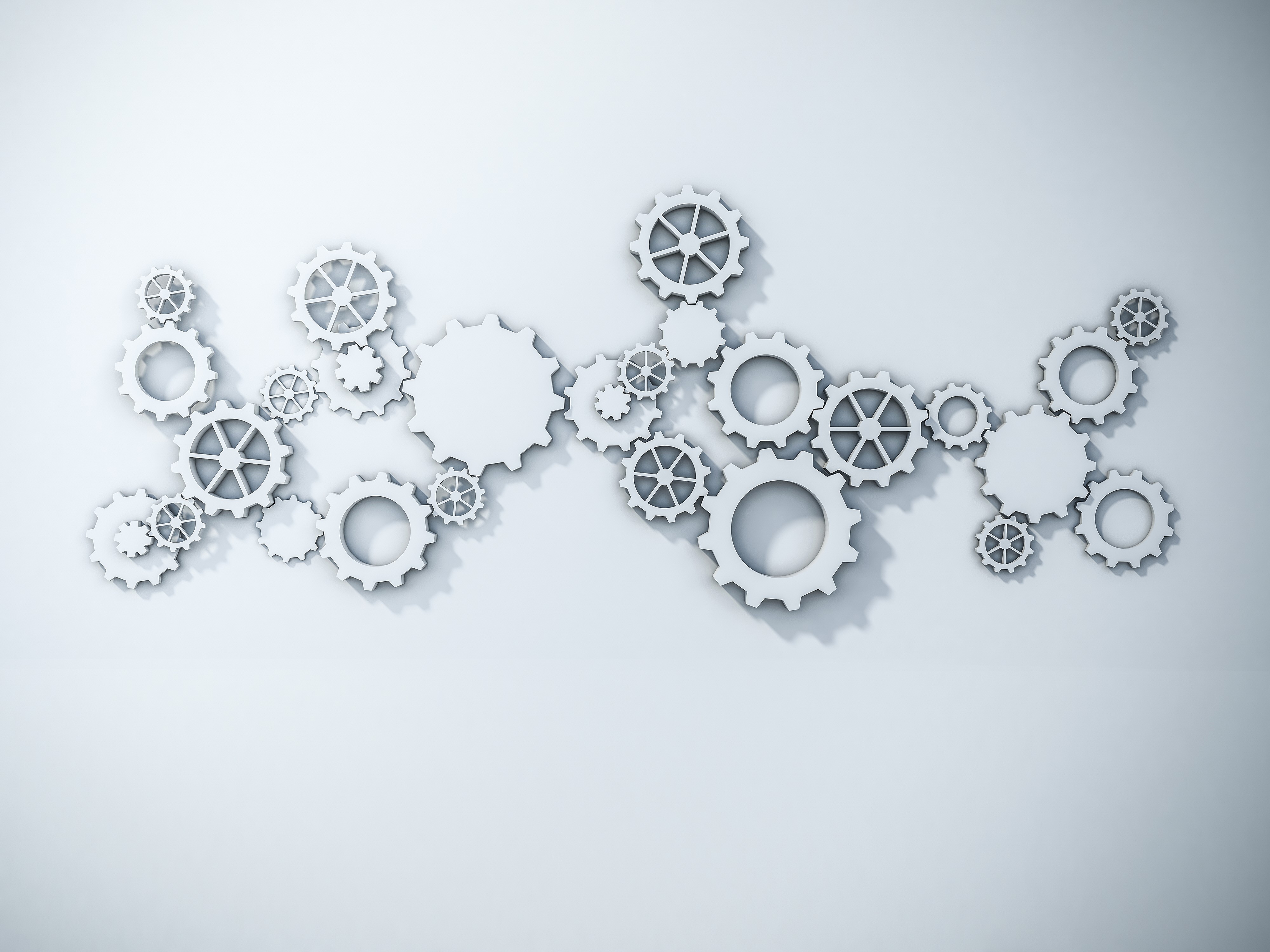 Minimalist digital art of interlocking gears HD Wallpaper
