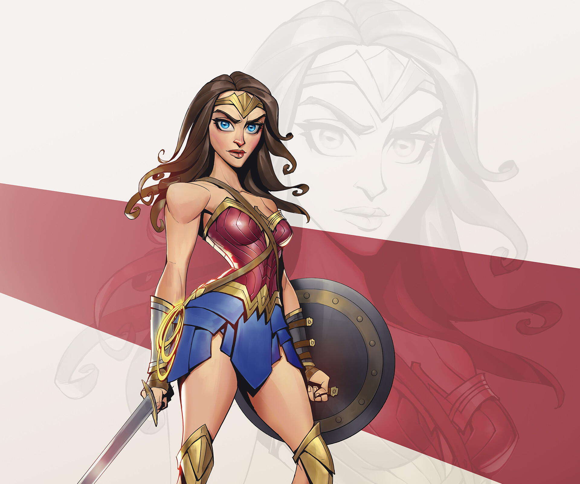 Wonder Woman with Sword and Shield HD Wallpaper