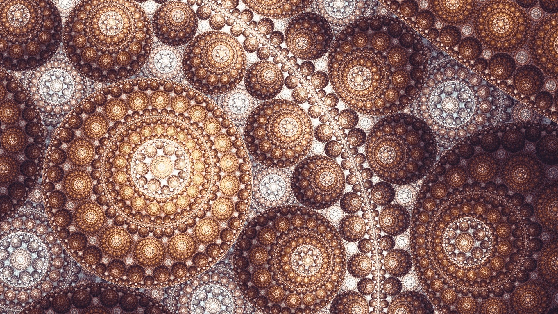 Brown and gold fractal circular patterns HD Wallpaper