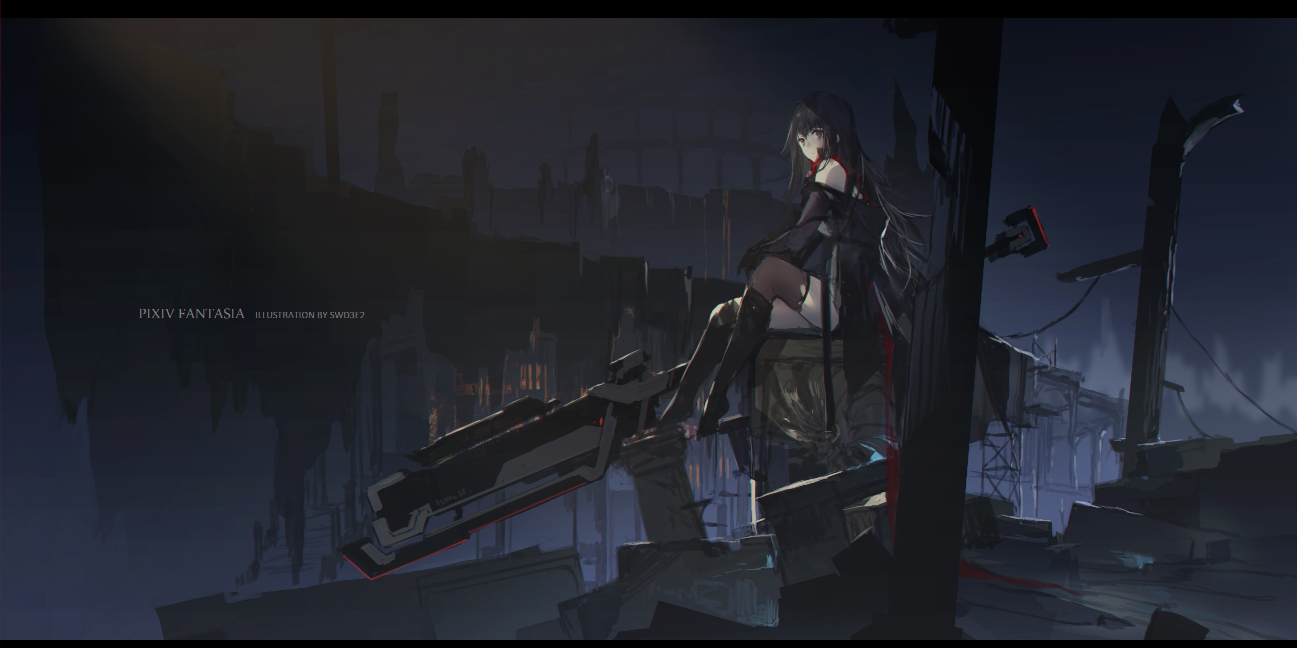 4K Pixiv Fantasia Anime Girl with Weapon HD Wallpaper
