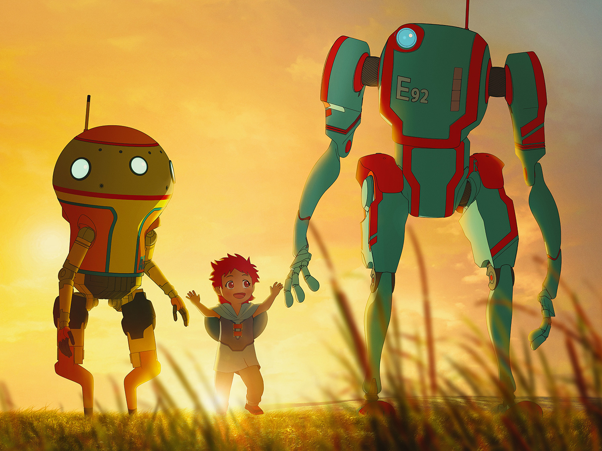 Sara and robots E92 and A37 in Eden HD Wallpaper