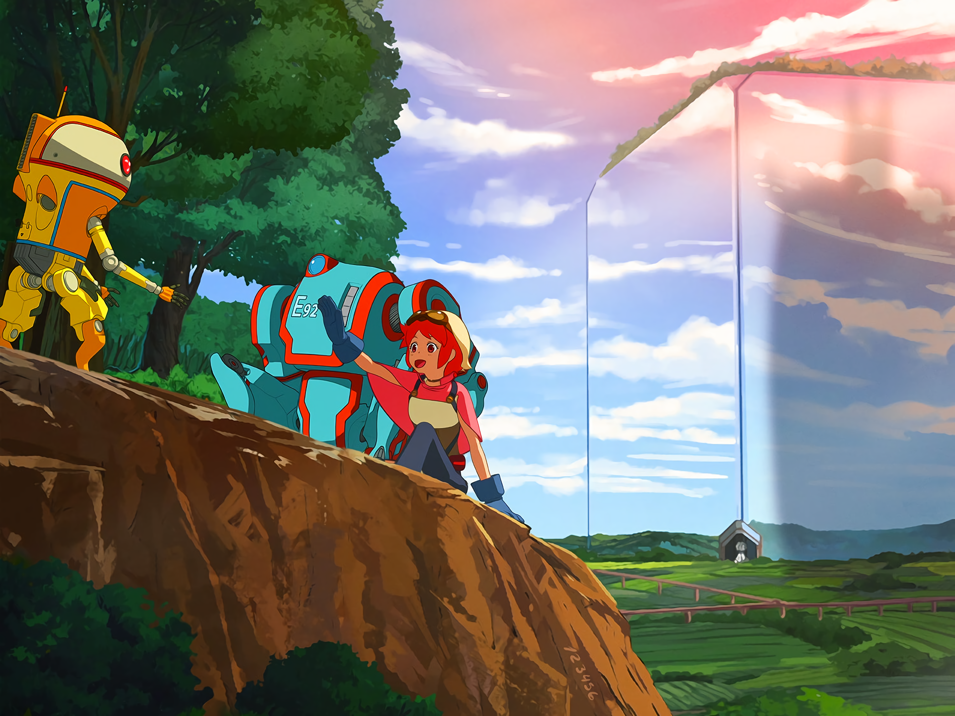 Sara and robots in Eden HD Wallpaper