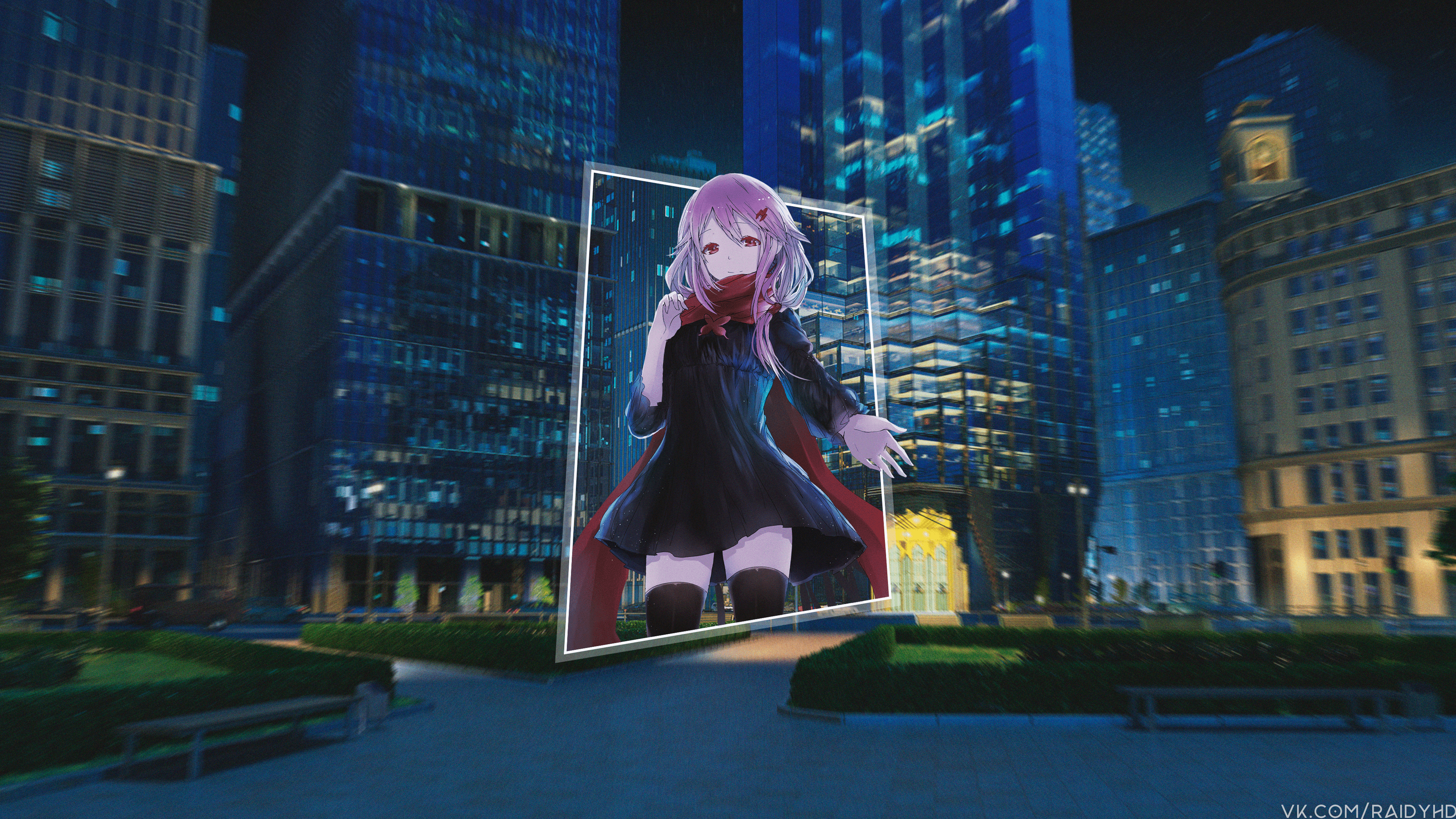 Yuzuriha Inori from Guilty Crown in a city at night HD Wallpaper