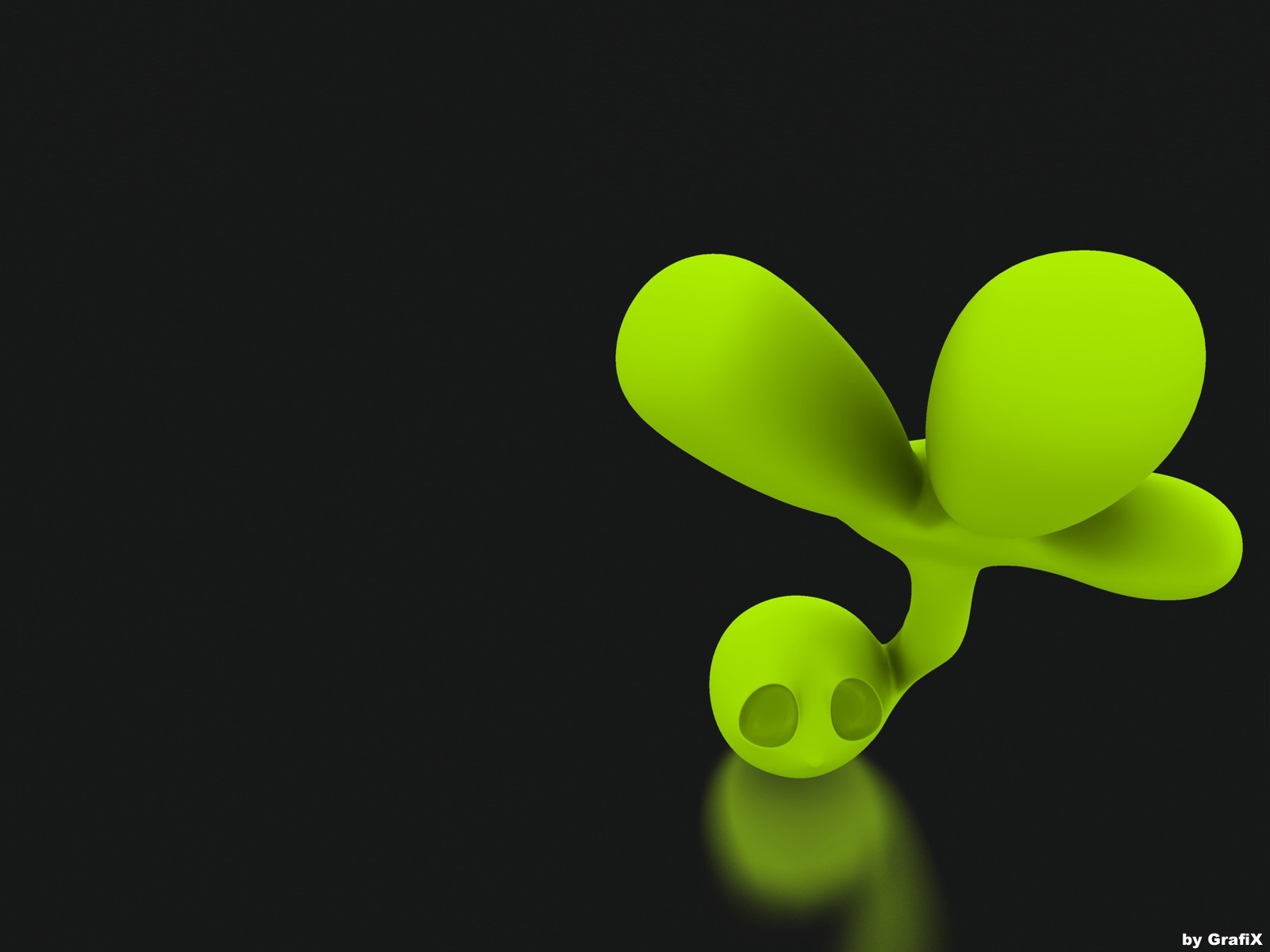 Green abstract alien creature on black background HD Wallpaper