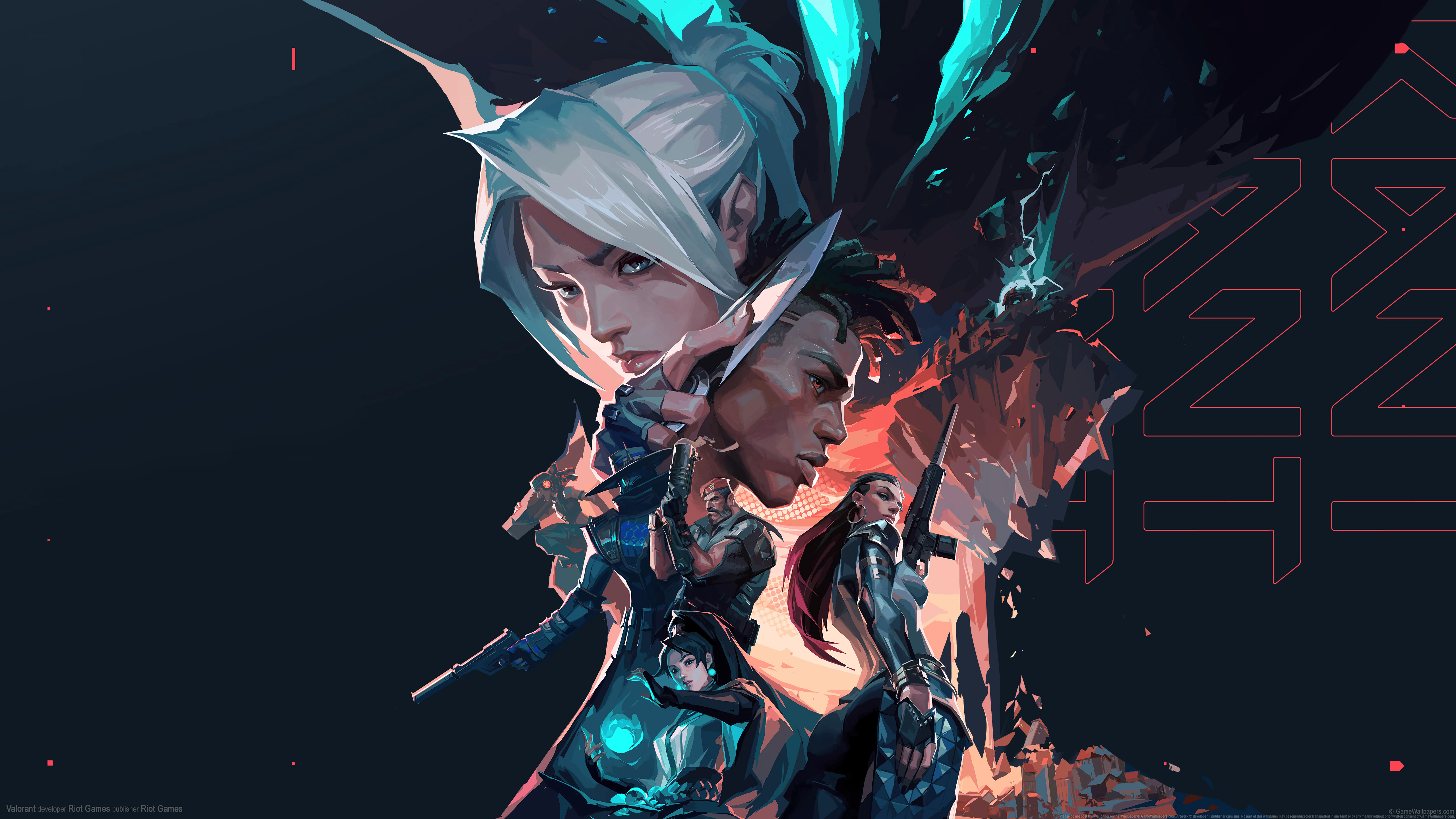 Valorant characters Jett and Phoenix with others HD Wallpaper