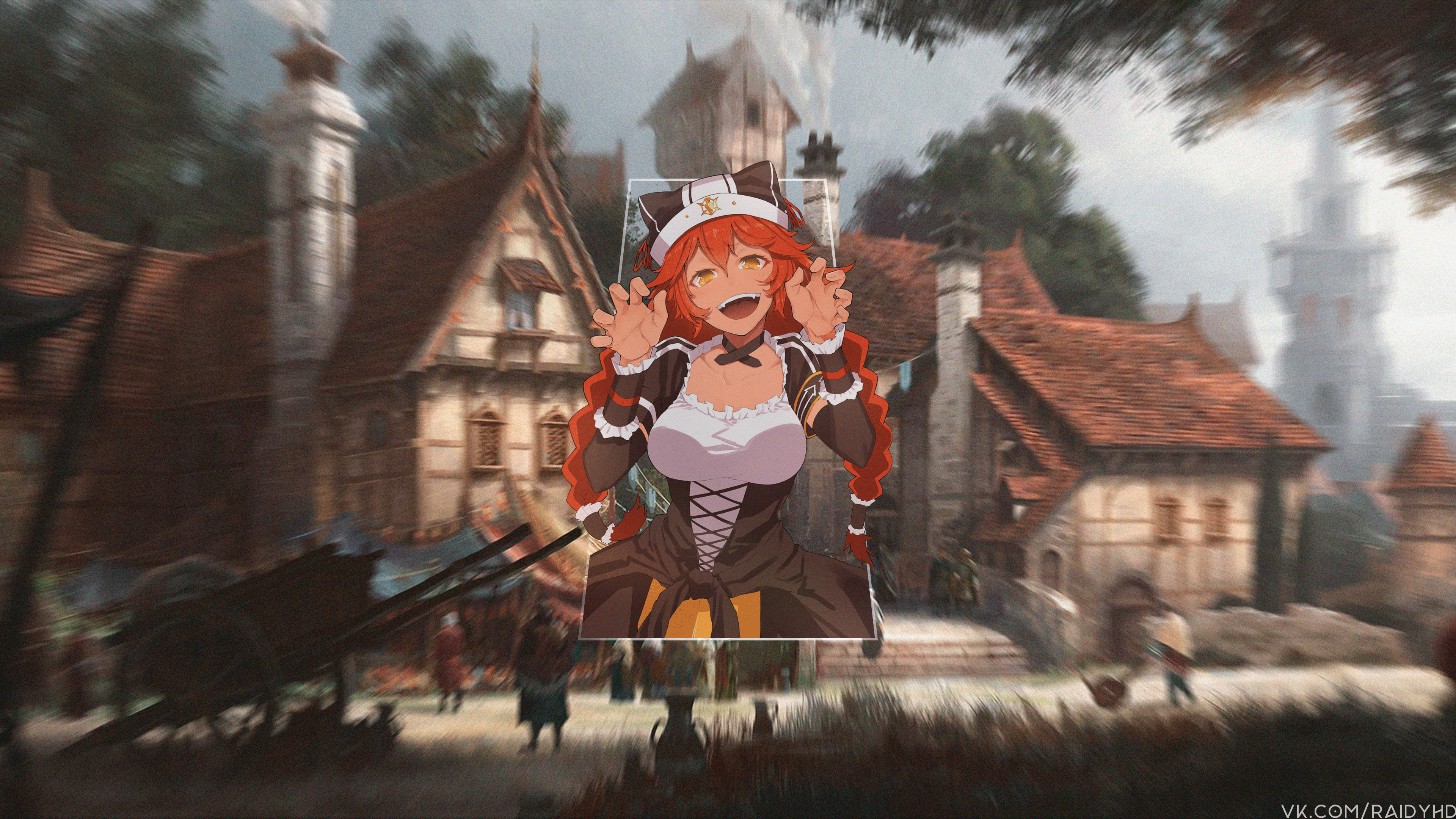 Lupusregina Beta from Overlord in a village HD Wallpaper