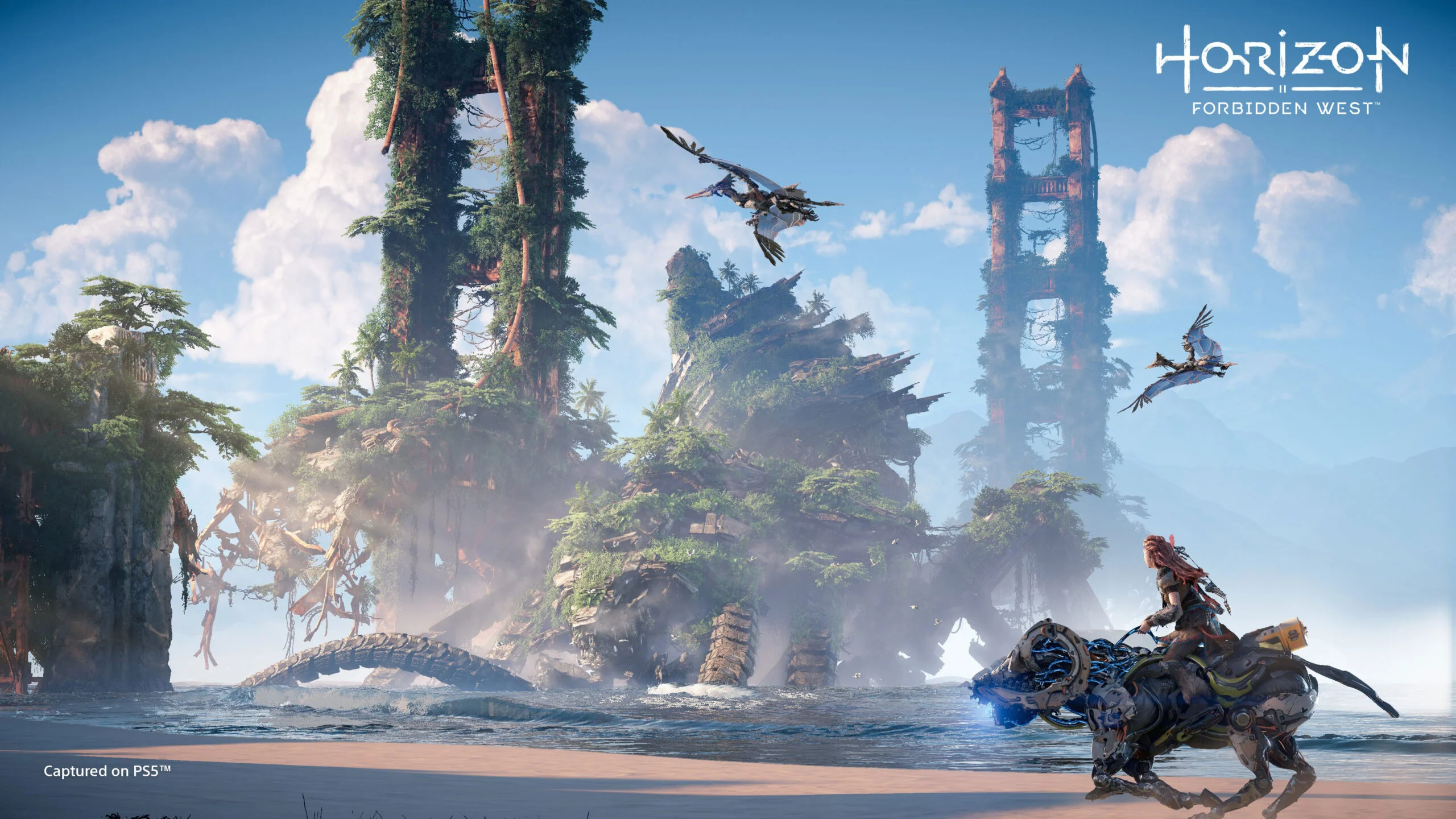 Aloy riding a machine in Horizon Forbidden West HD Wallpaper