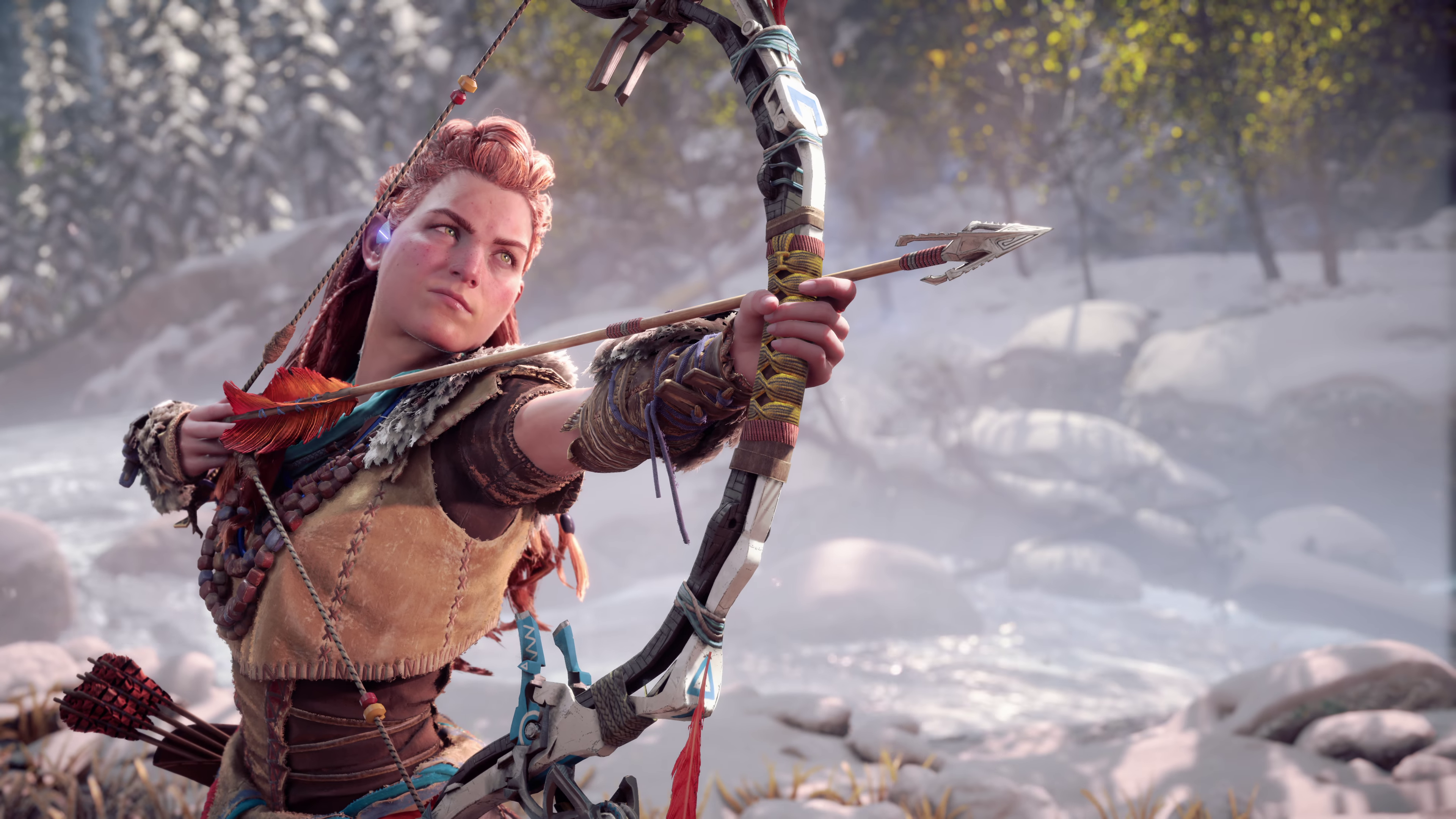 Aloy from Horizon Forbidden West with a bow HD Wallpaper