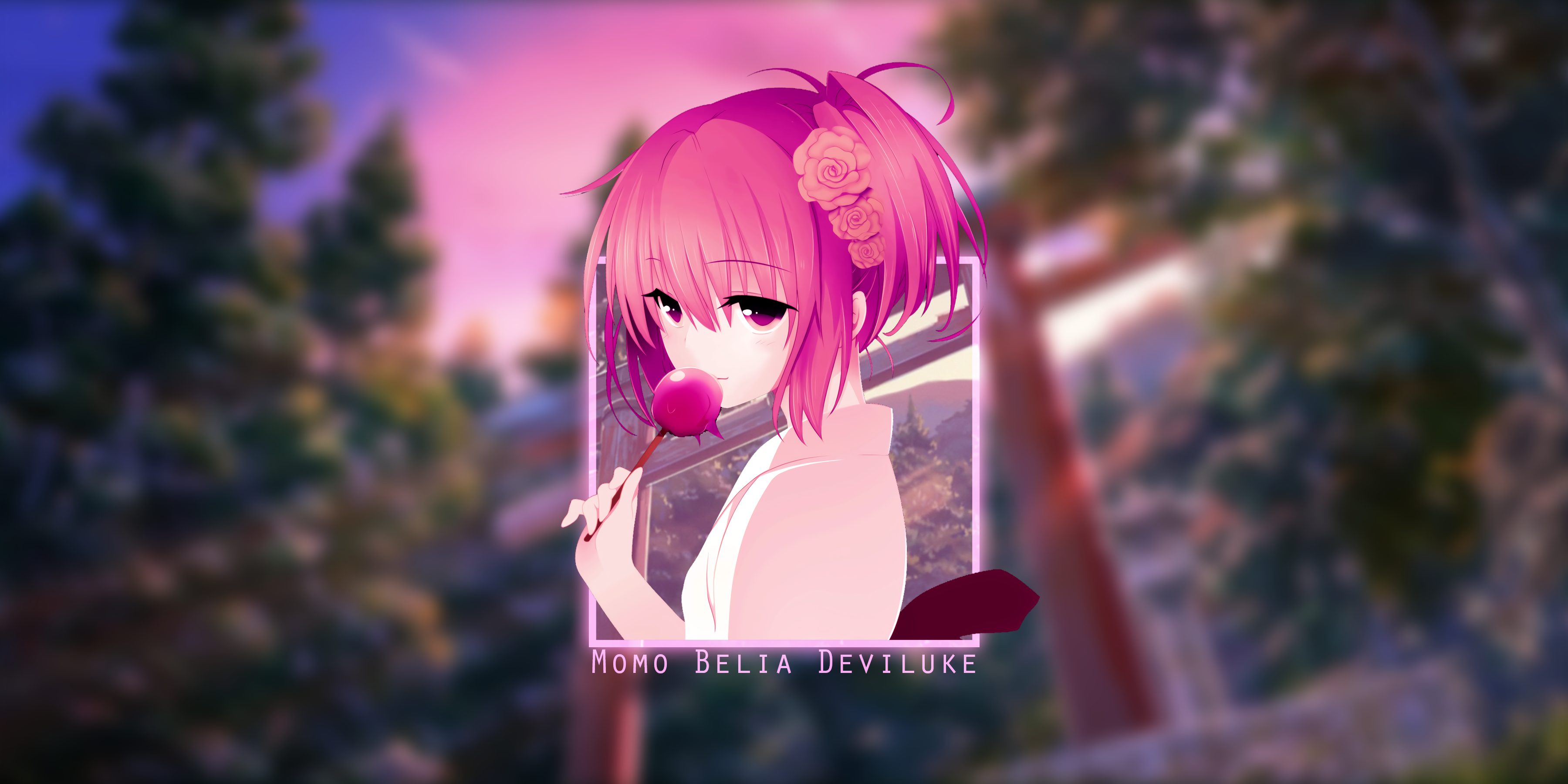 Momo Belia Deviluke from To Love-ru Darkness eating candy HD Wallpaper