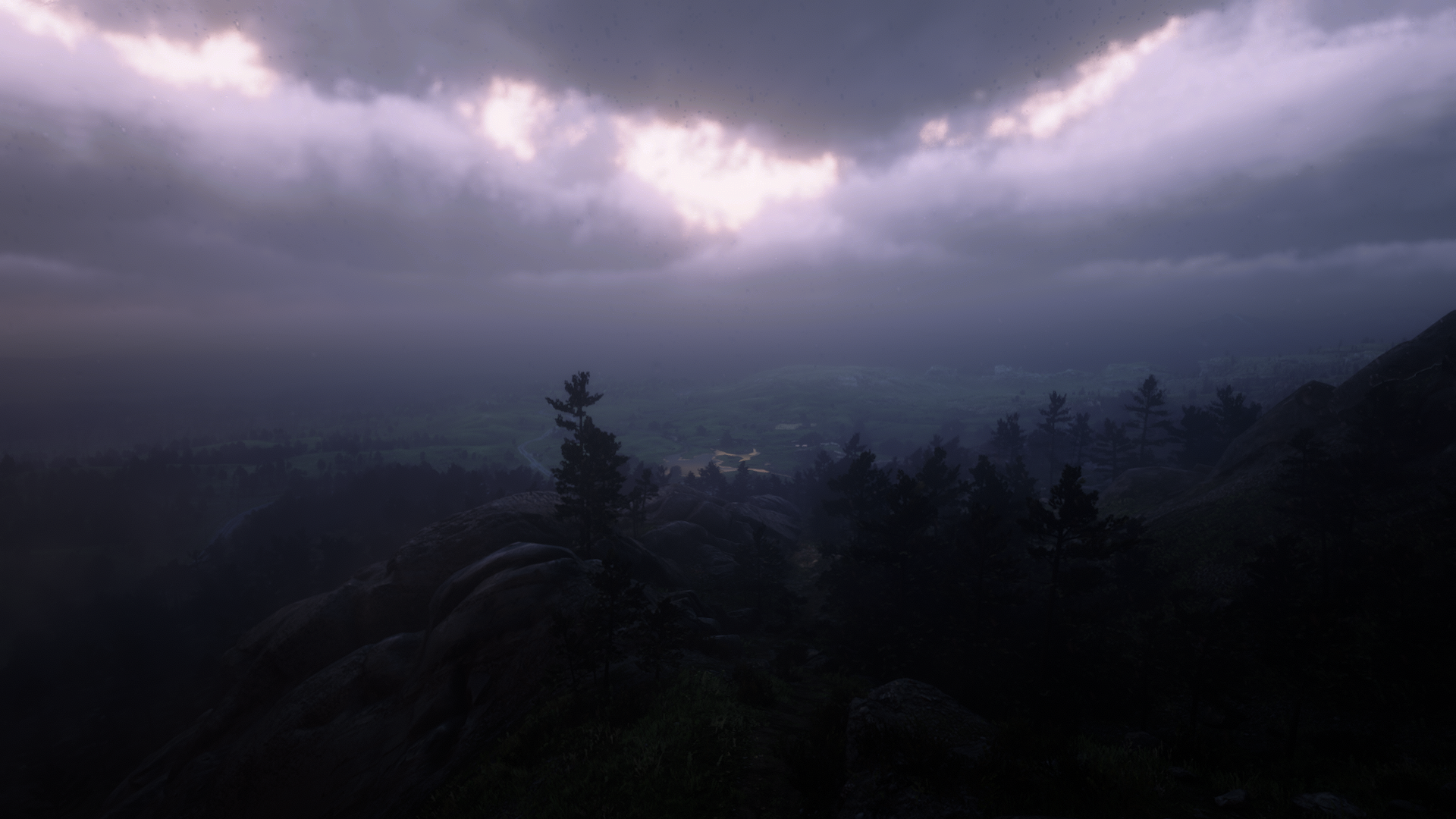 Red Dead Redemption 2 landscape with stormy clouds HD Wallpaper