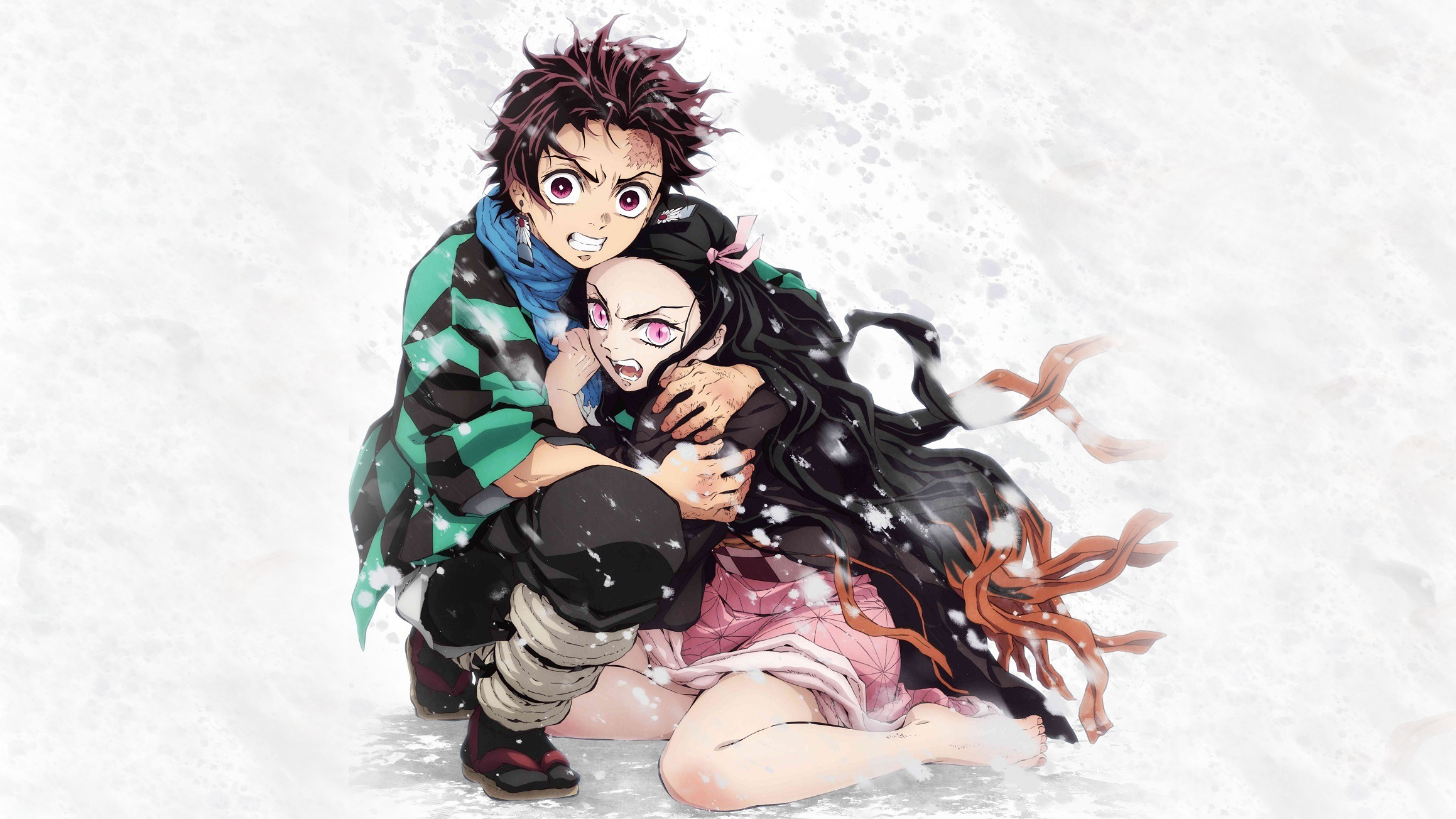 Tanjiro and Nezuko from Demon Slayer in the snow HD Wallpaper