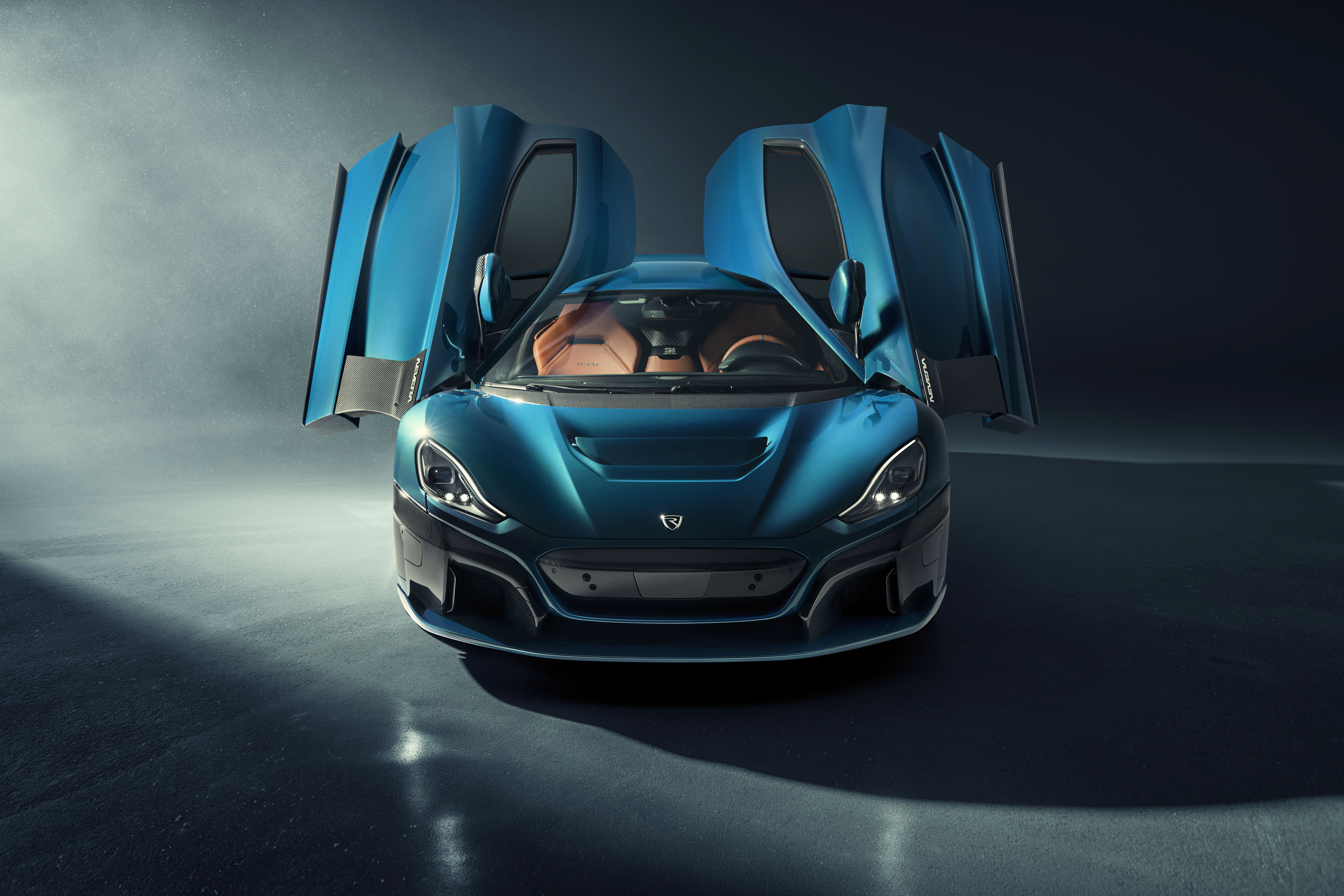 Rimac Nevera electric supercar with doors open HD Wallpaper
