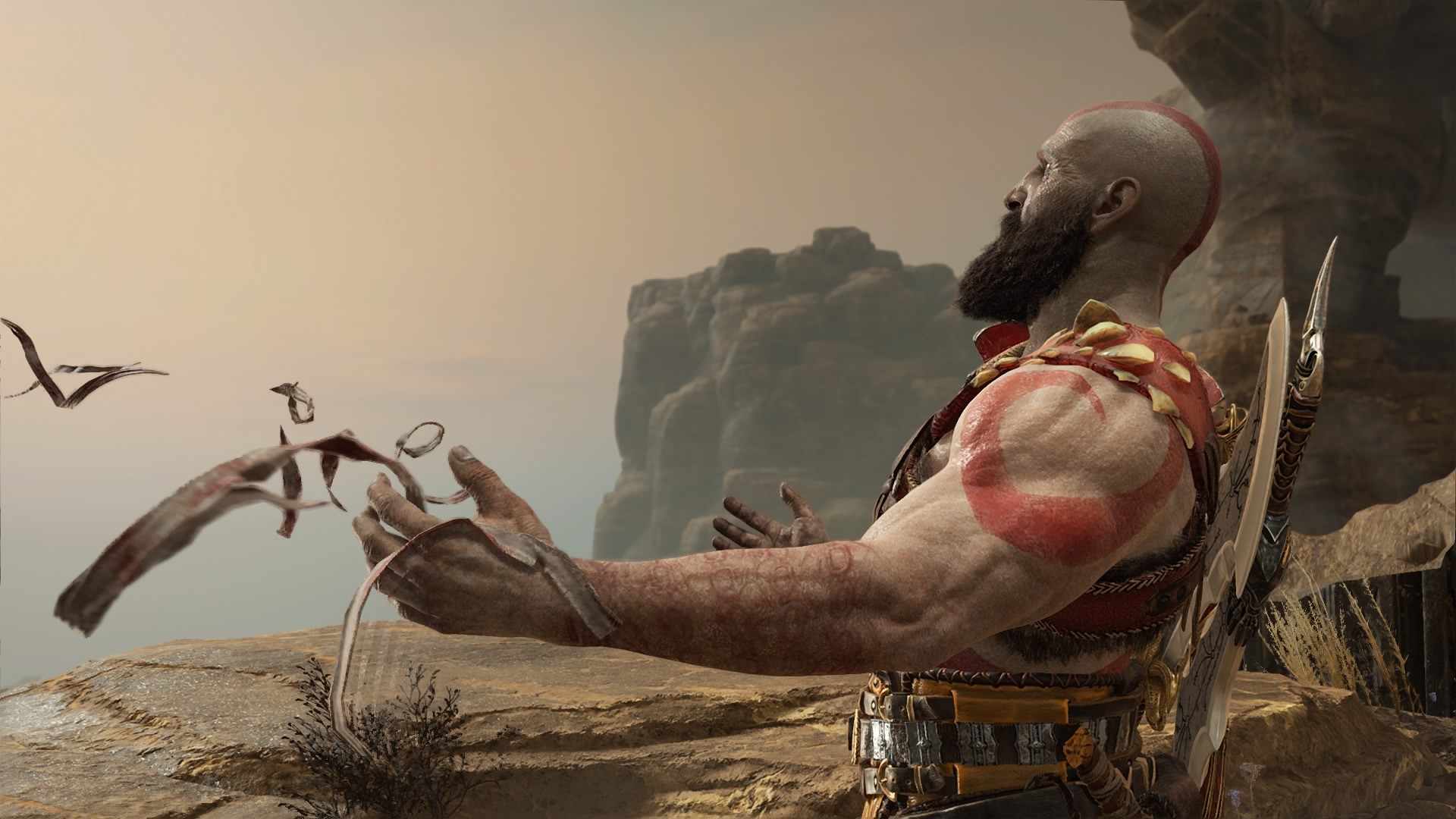 Kratos from God of War releasing spectral birds HD Wallpaper