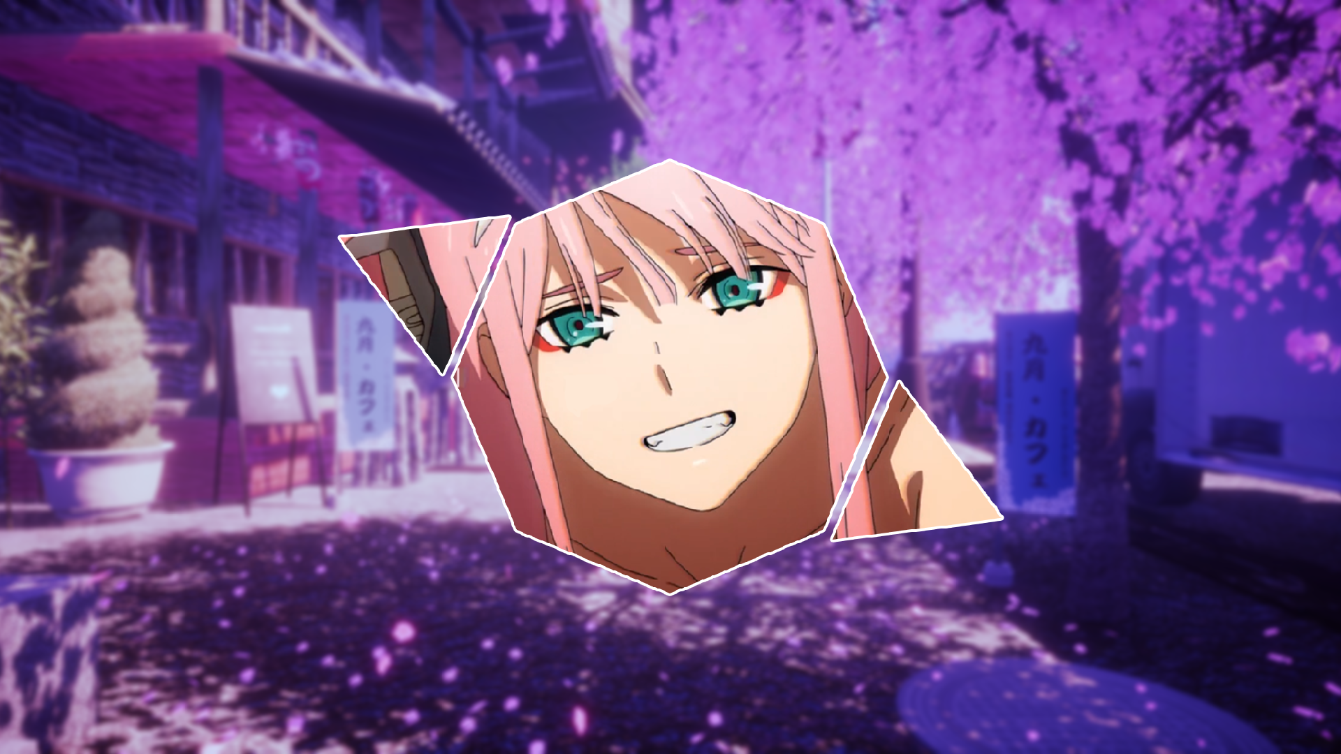 Zero Two from Darling in the FranXX with cherry blossoms HD Wallpaper
