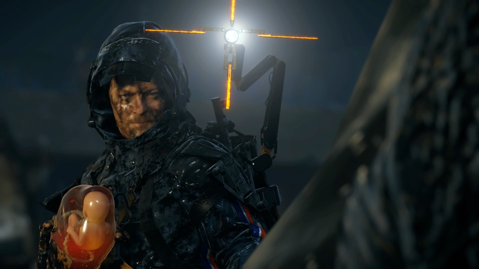 Sam Porter Bridges from Death Stranding holding BB HD Wallpaper