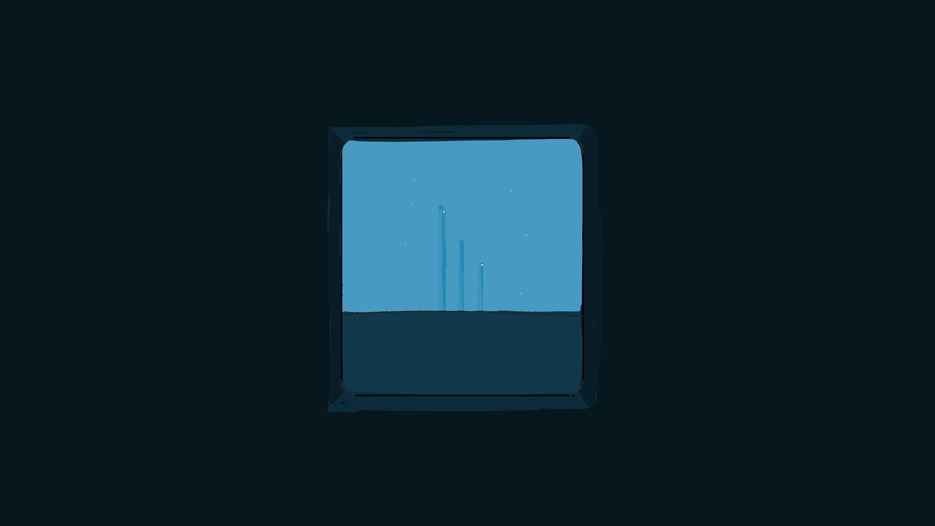 Abstract blue artwork with tall structures HD Wallpaper