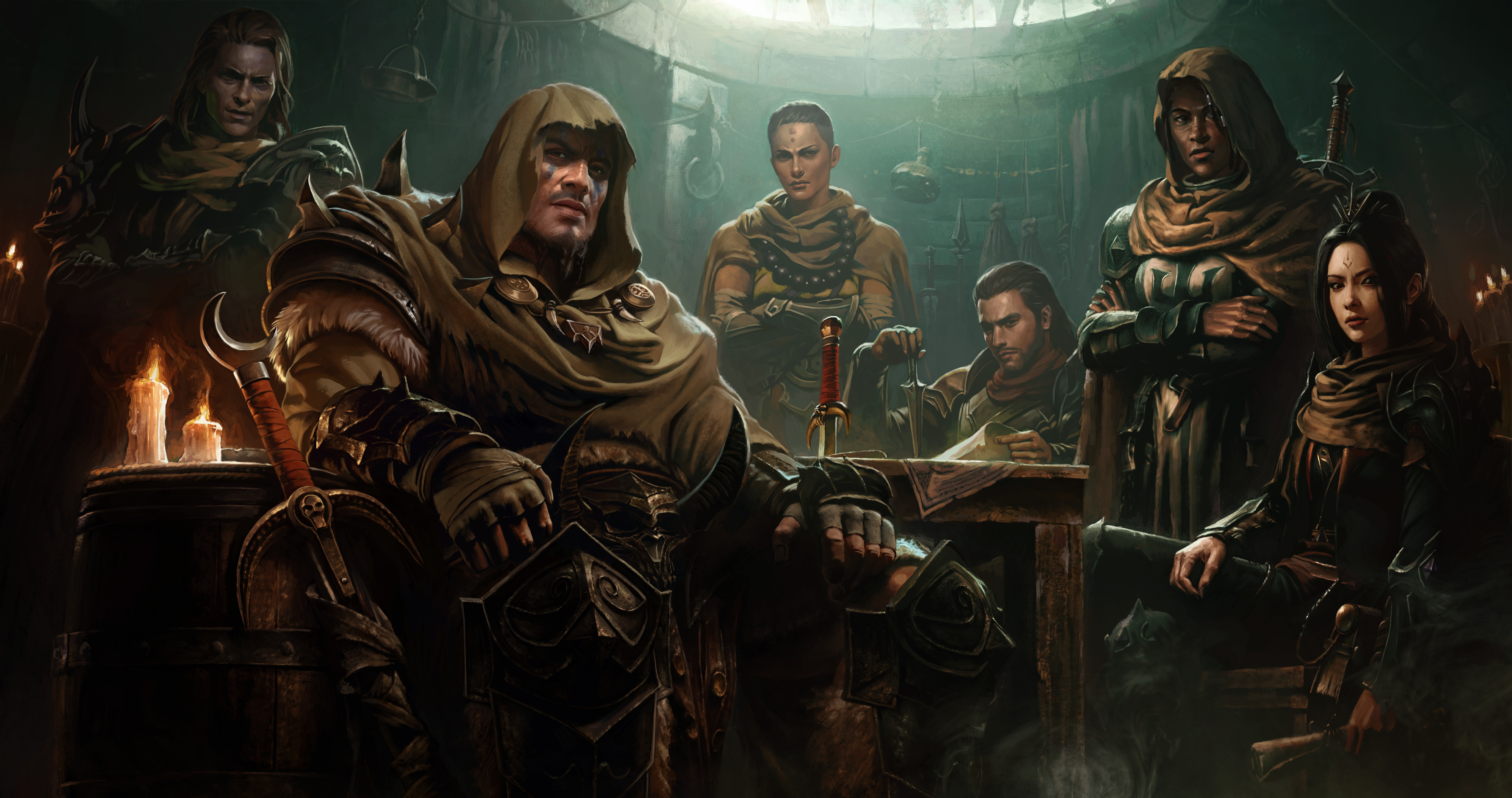 Diablo Immortal 4K Warriors in a Tavern HD Wallpaper