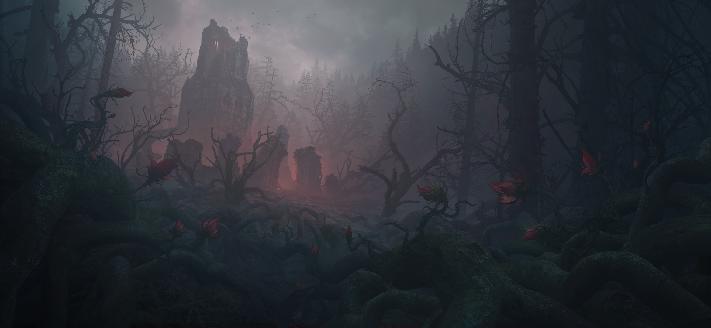 Diablo Immortal Ruin in a Dark Forest HD Wallpaper