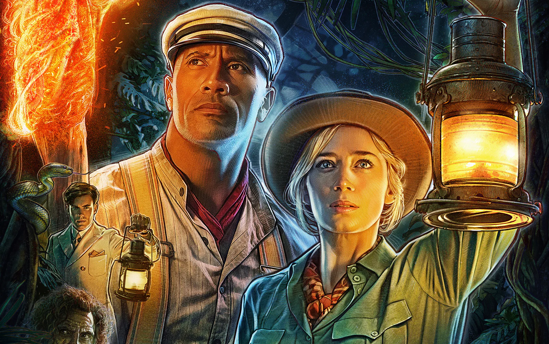 Dwayne Johnson and Emily Blunt in Jungle Cruise HD Wallpaper