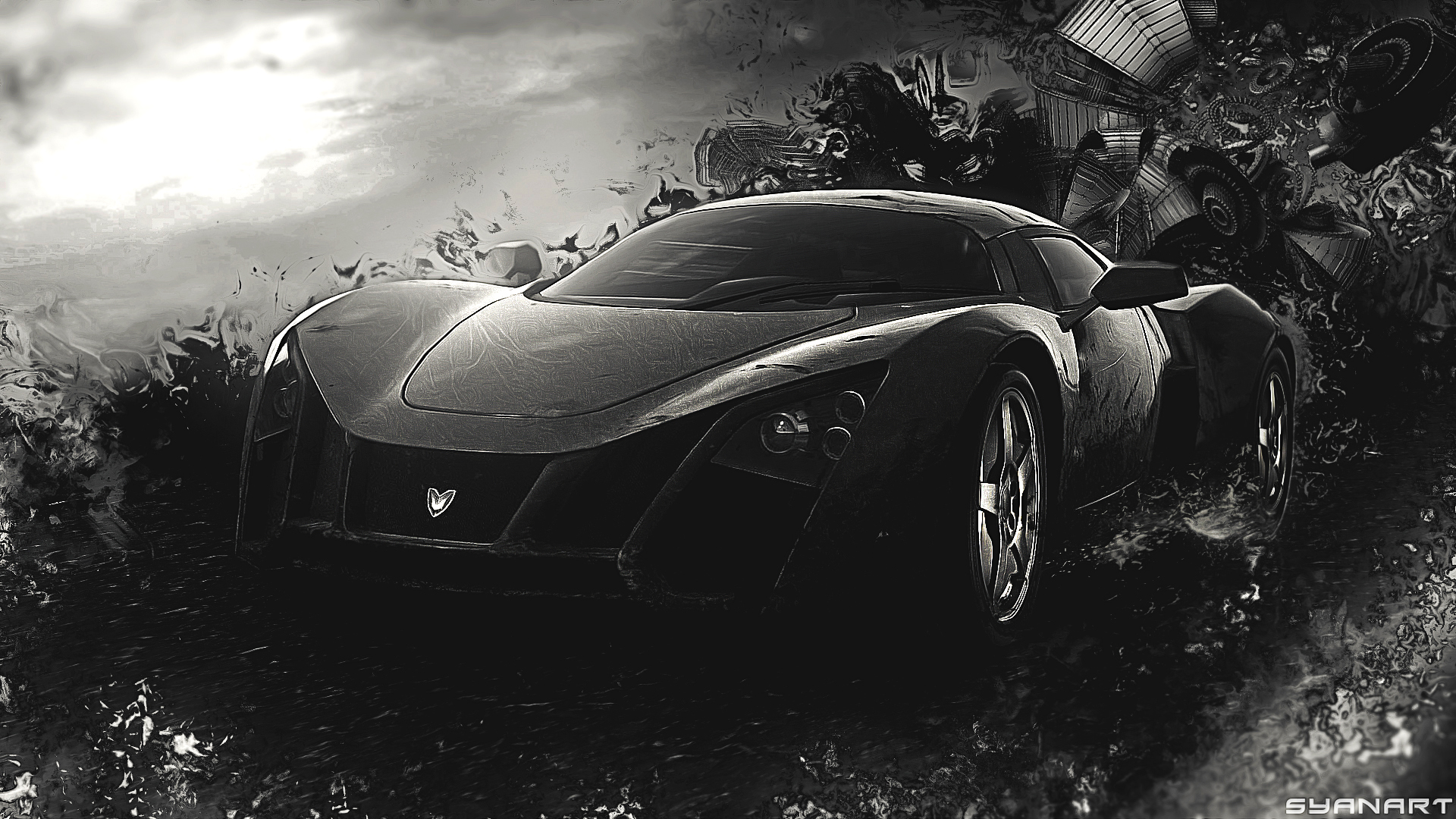 Fantasy Black Super Car Abstract Art HD Wallpaper