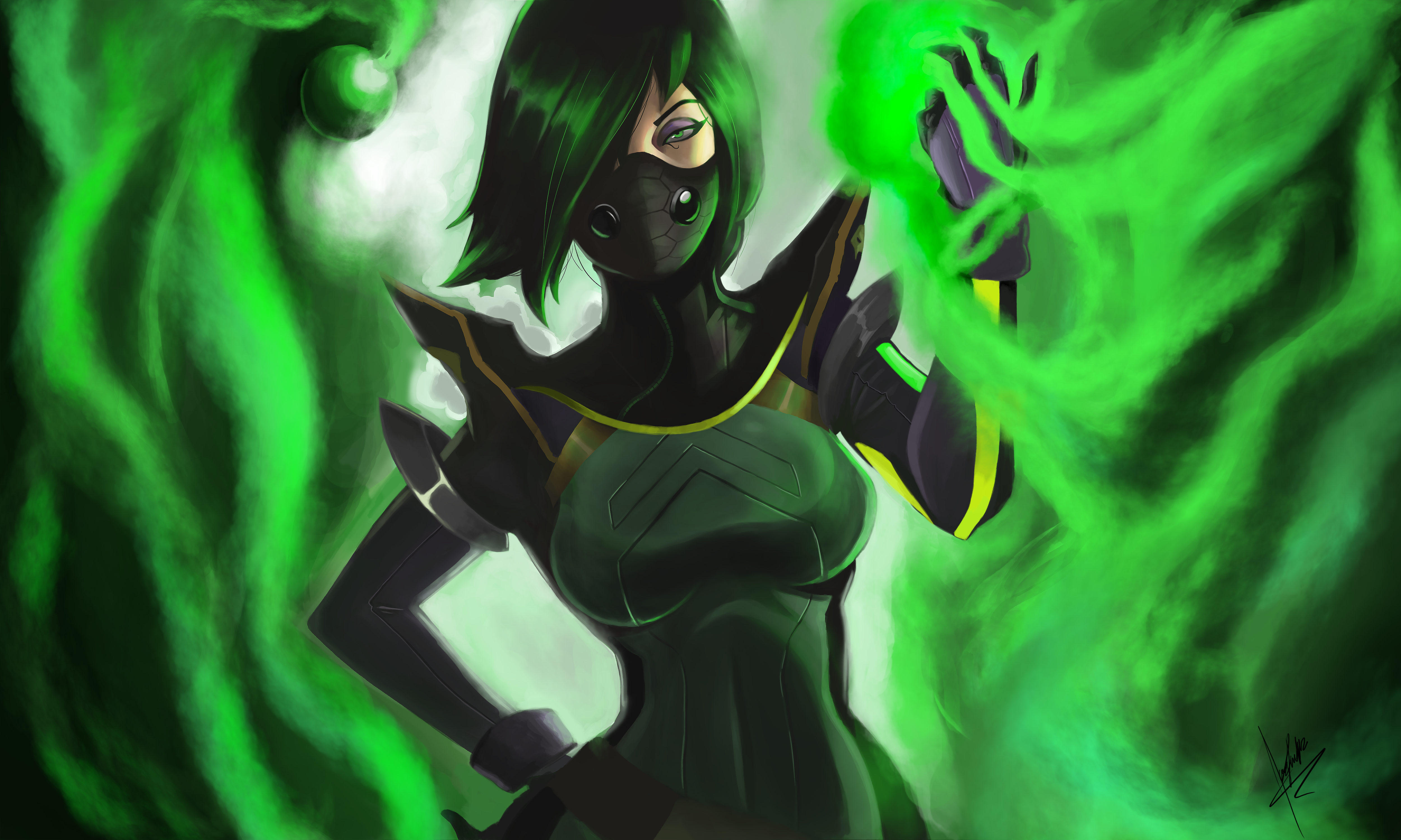 Viper from Valorant surrounded by green smoke HD Wallpaper