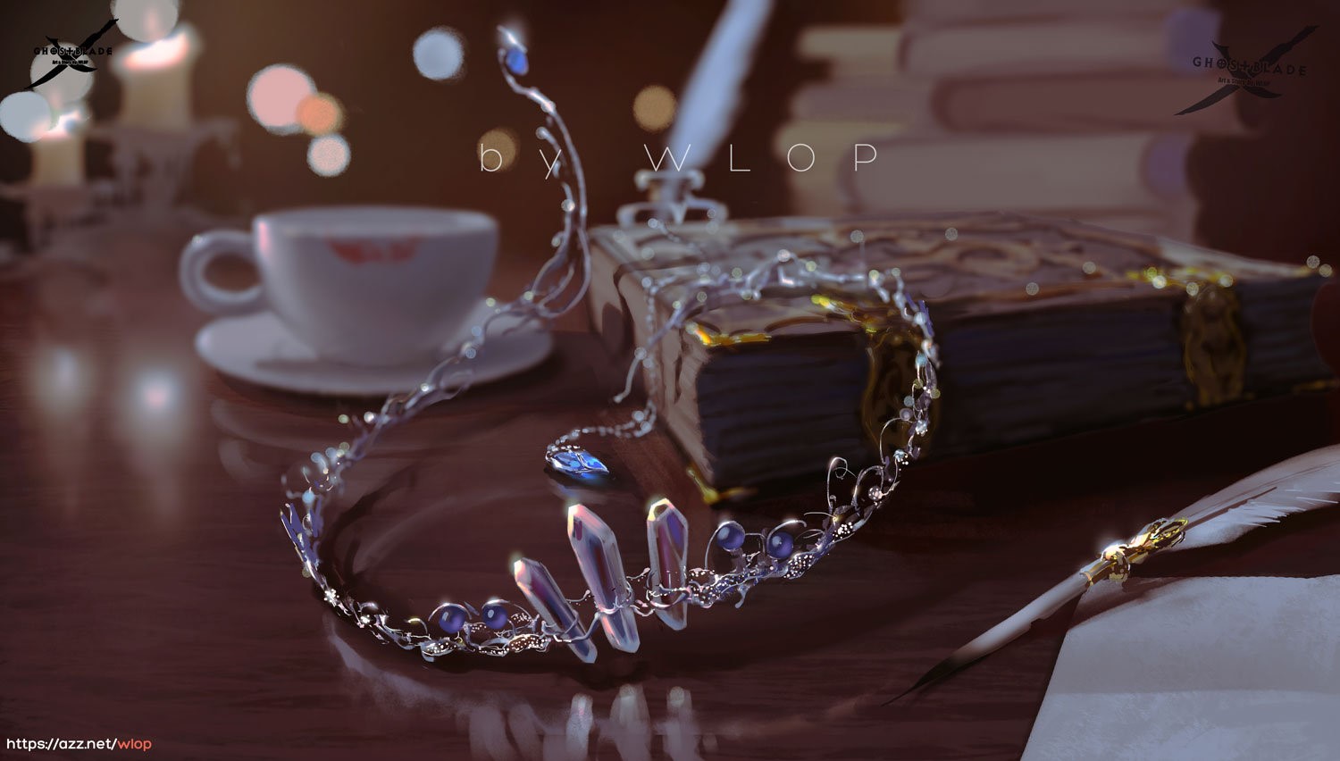 Artwork by WLOP featuring a tiara and a book HD Wallpaper