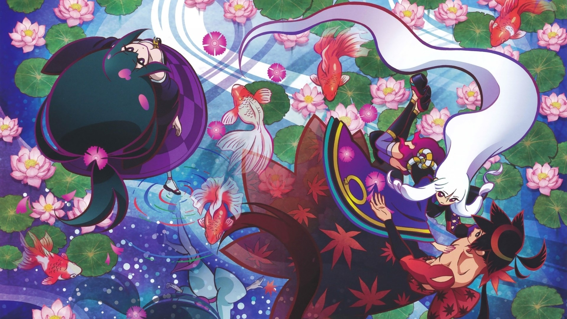 Katanagatari: Togame and Yasuri Nanami with Koi Fish HD Wallpaper